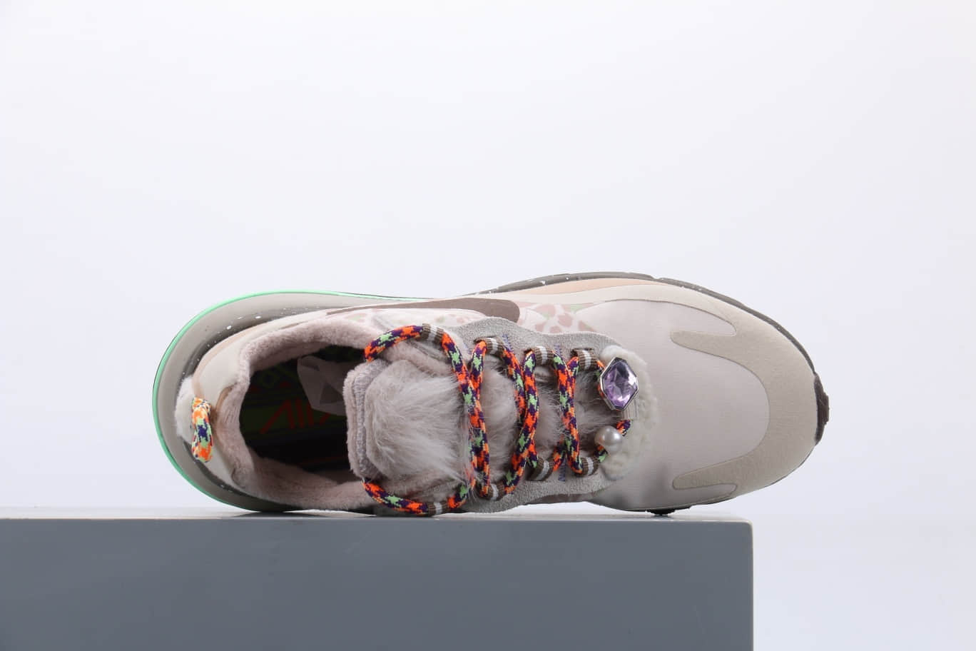 耐克Nike Air Max 270 React cq纯原版本机能半掌Max270珍珠七彩带鹅毛绒套装气垫鞋原档案数据开发 货号:DC3277-181