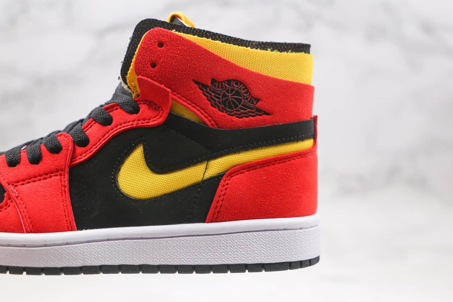 乔丹Air Jordan 1 Zoom Comfort Chile Red纯原版本高帮AJ1解构黑红色黄勾拼色原楦头纸板打造 货号:CT0978-006