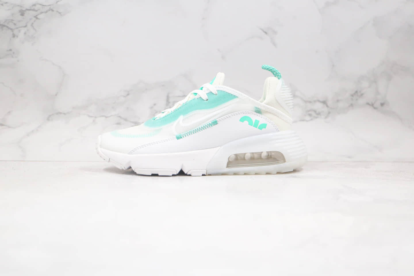 耐克Nike Air Max 2090纯原版本半掌气垫慢跑鞋Max2090白绿色内置真小潘气垫 货号:CK2612-101