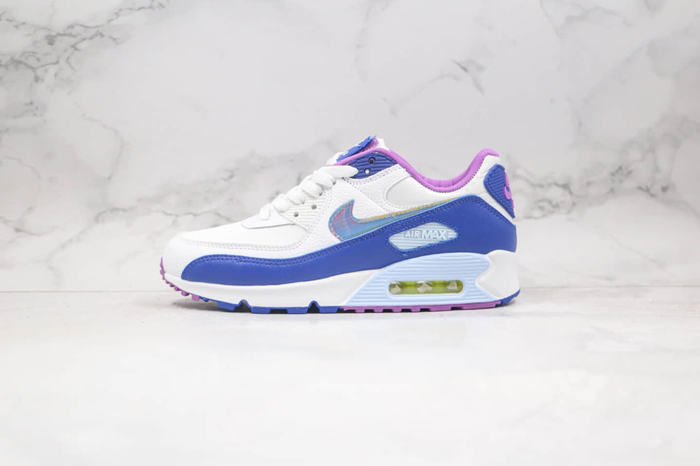 耐克Nike Air Max 90 Easter纯原版本后掌气垫跑鞋Max90彩蛋篮紫色原楦头纸板打造 (ID:59826) - 图片1