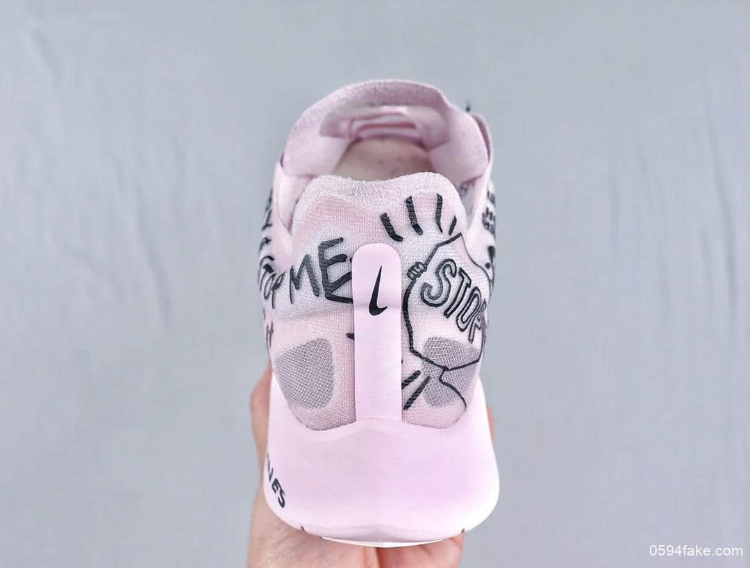 耐克联名艺术家Nathan Bell x Nike Zoom Fly SP飞行马拉松蝉翼系列休闲运动慢跑鞋巴黎粉涂鸦黑 货号:AT5242-100