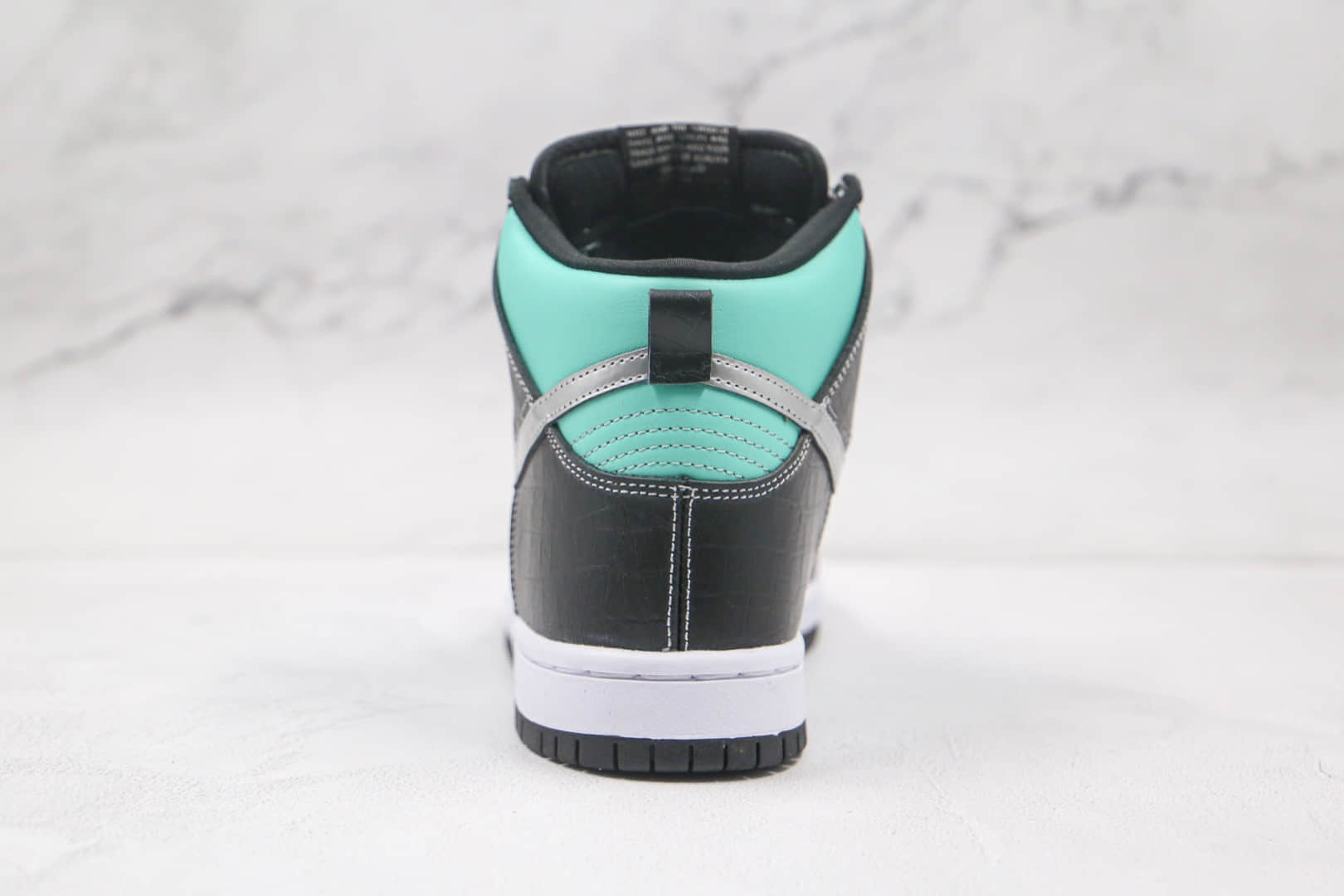 耐克Nike SB DUNK x Diamond Dunk Hi Tiffany联名款纯原版本高帮SB DUNK黑蓝银钩板鞋原鞋开模一比一打造 货号:653599-400