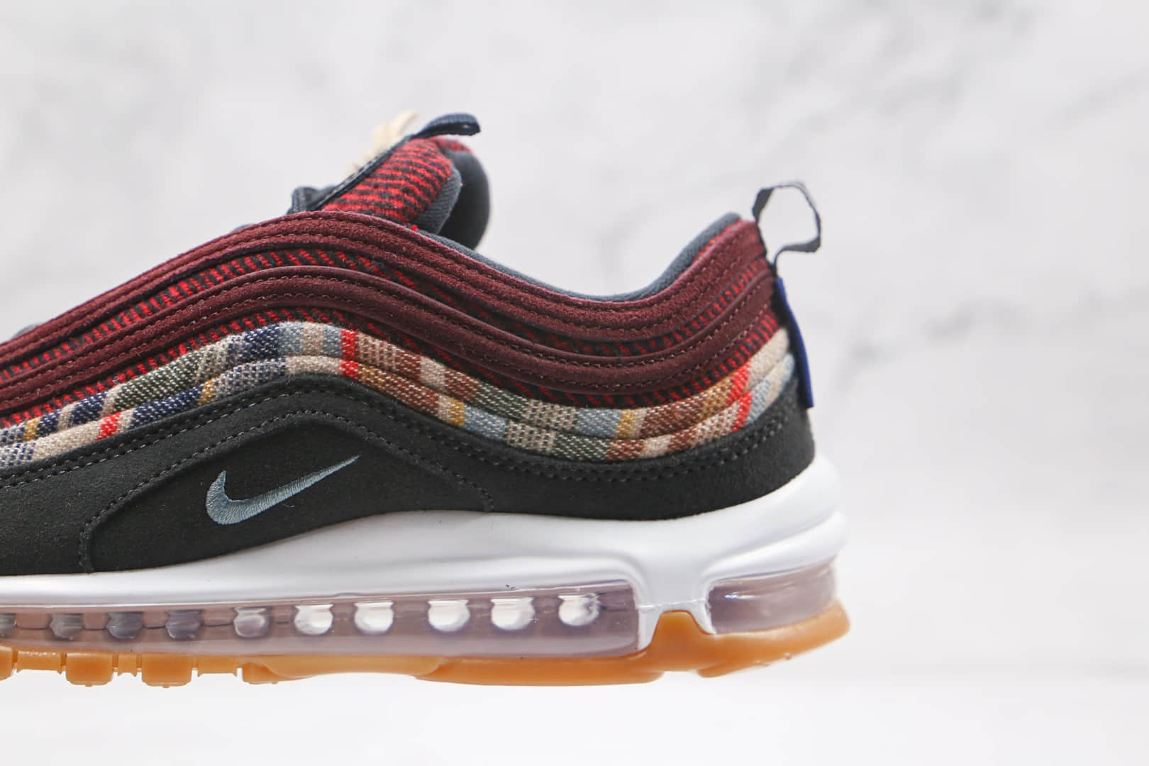 耐克Nike Air Max 97纯原版本酒红格子色Max97子弹气垫鞋真小潘气垫 货号:DC3494-993