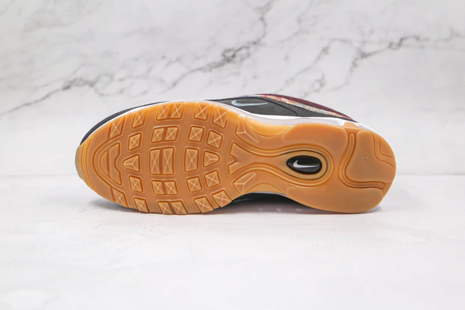耐克Nike Air Max 97纯原版本酒红格子色Max97子弹气垫鞋真小潘气垫 货号:DC3494-993