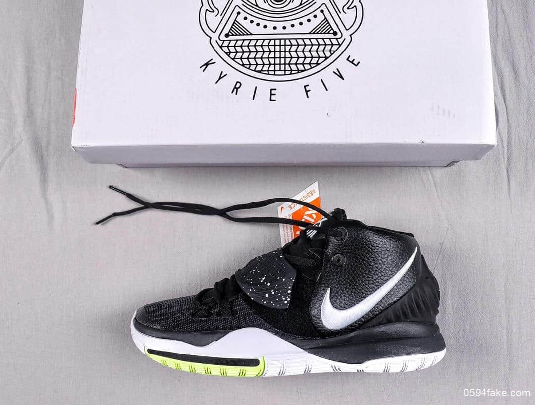 耐克Nike Kyrie 6 PE Black White Yellow欧文黑白荧光绿泼墨欧文6代室内休闲运动中帮篮球鞋 (ID:6163) - 图片1
