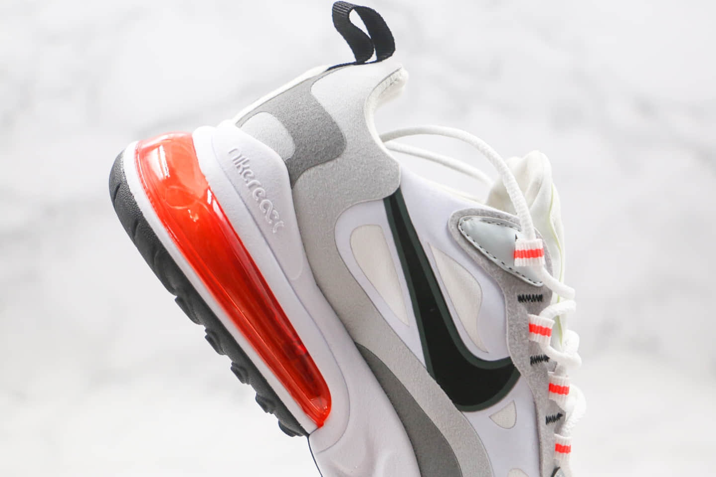 耐克Nike Air Max 270 React纯原版本瑞亚赛车系列Max270白灰红色半掌气垫原档案数据开发 货号:CT1280-100