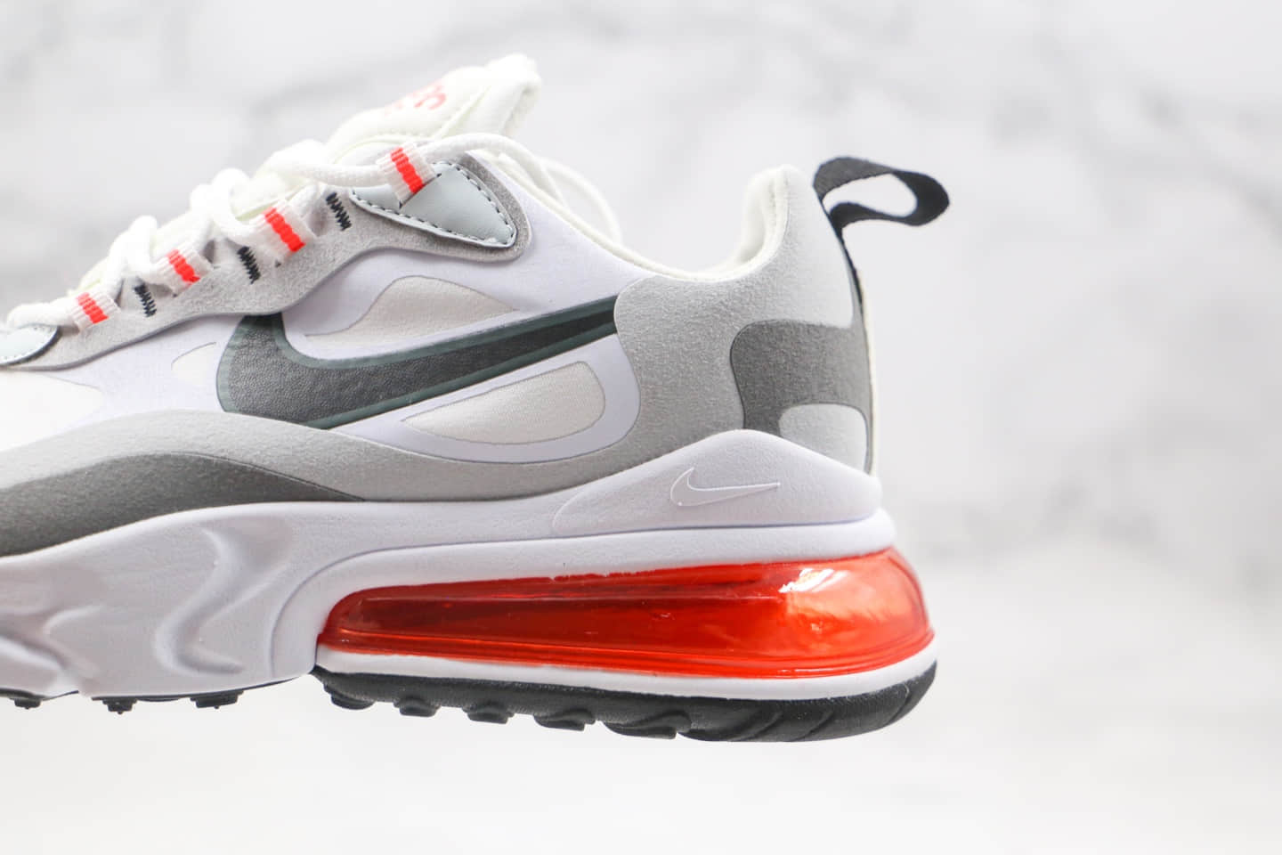 耐克Nike Air Max 270 React纯原版本瑞亚赛车系列Max270白灰红色半掌气垫原档案数据开发 货号:CT1280-100