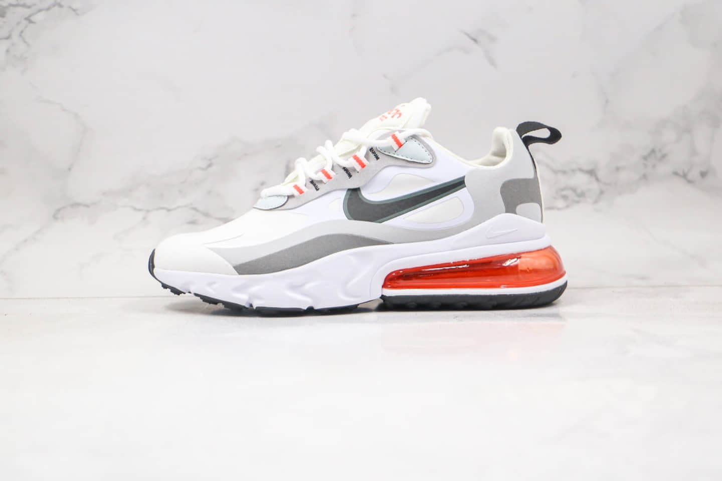 耐克Nike Air Max 270 React纯原版本瑞亚赛车系列Max270白灰红色半掌气垫原档案数据开发 货号:CT1280-100