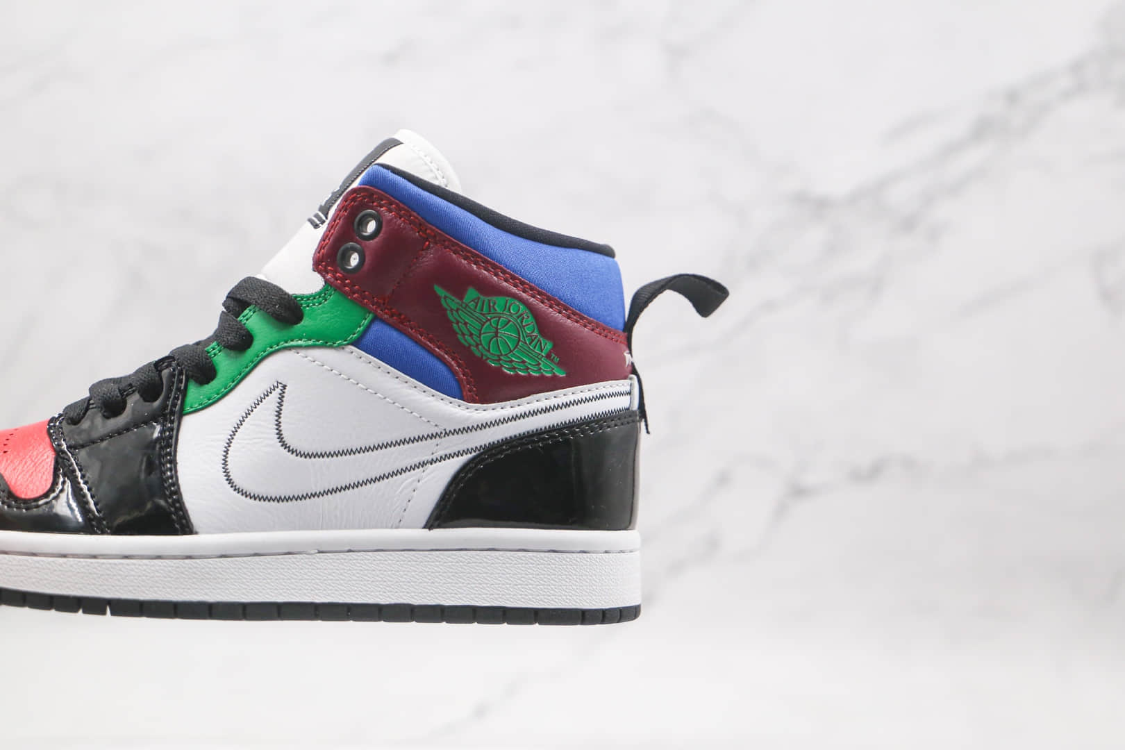 乔丹Air Jordan 1 Mid Multicolor纯原版本中帮AJ1彩色拼接篮球鞋正确后跟定型 货号:DB5454-001