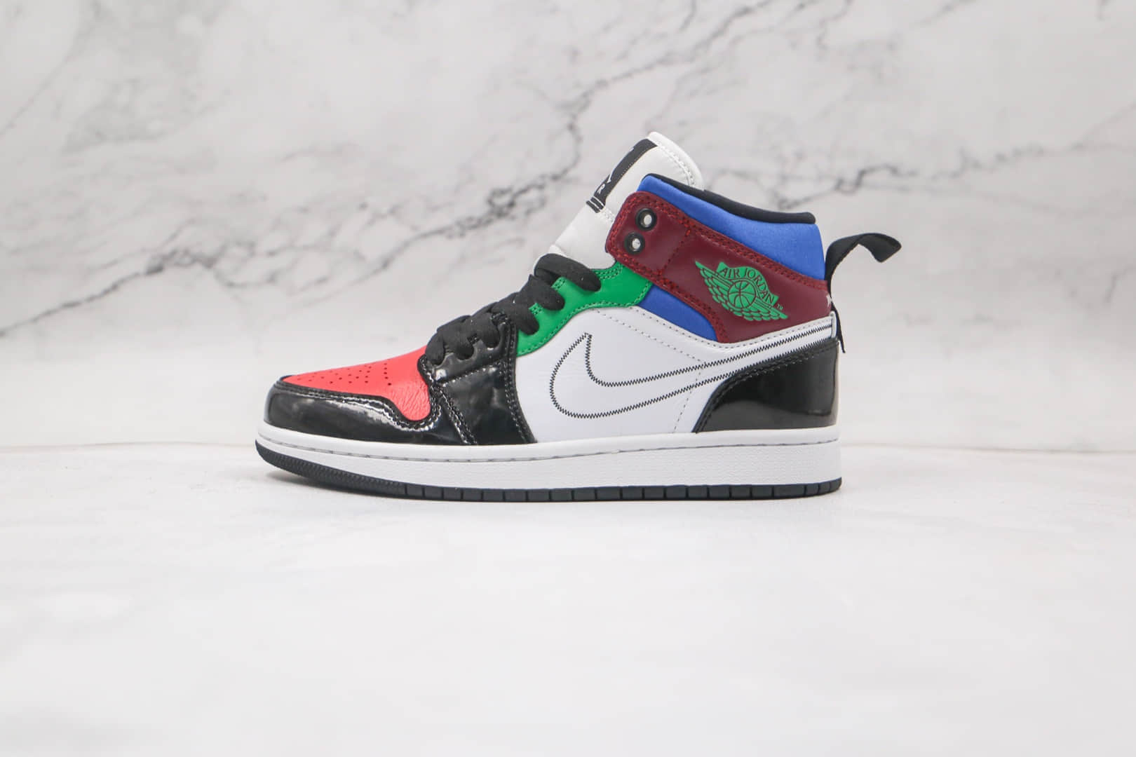 乔丹Air Jordan 1 Mid Multicolor纯原版本中帮AJ1彩色拼接篮球鞋正确后跟定型 货号:DB5454-001