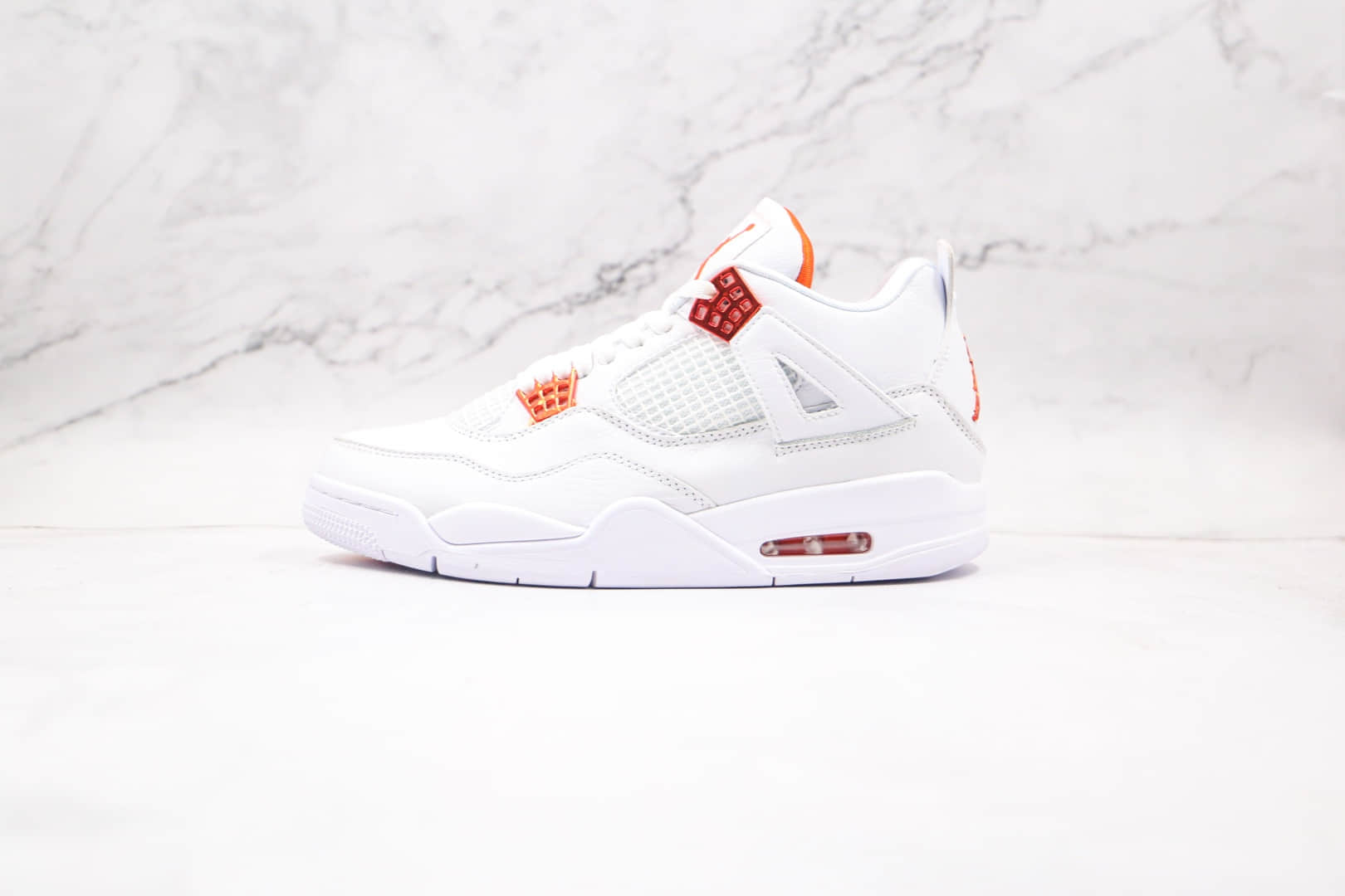 乔丹Air Jordan 4纯原版本高帮AJ4白橙篮球鞋内置气垫原盒原标 (ID:62390) - 图片1