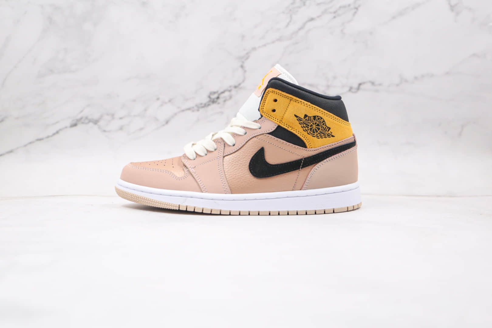 乔丹Air Jordan 1 Mid SE Particle Beige纯原版本中帮AJ1淡粉橘奶茶色板鞋原档案数据开发 (ID:62515) - 图片1