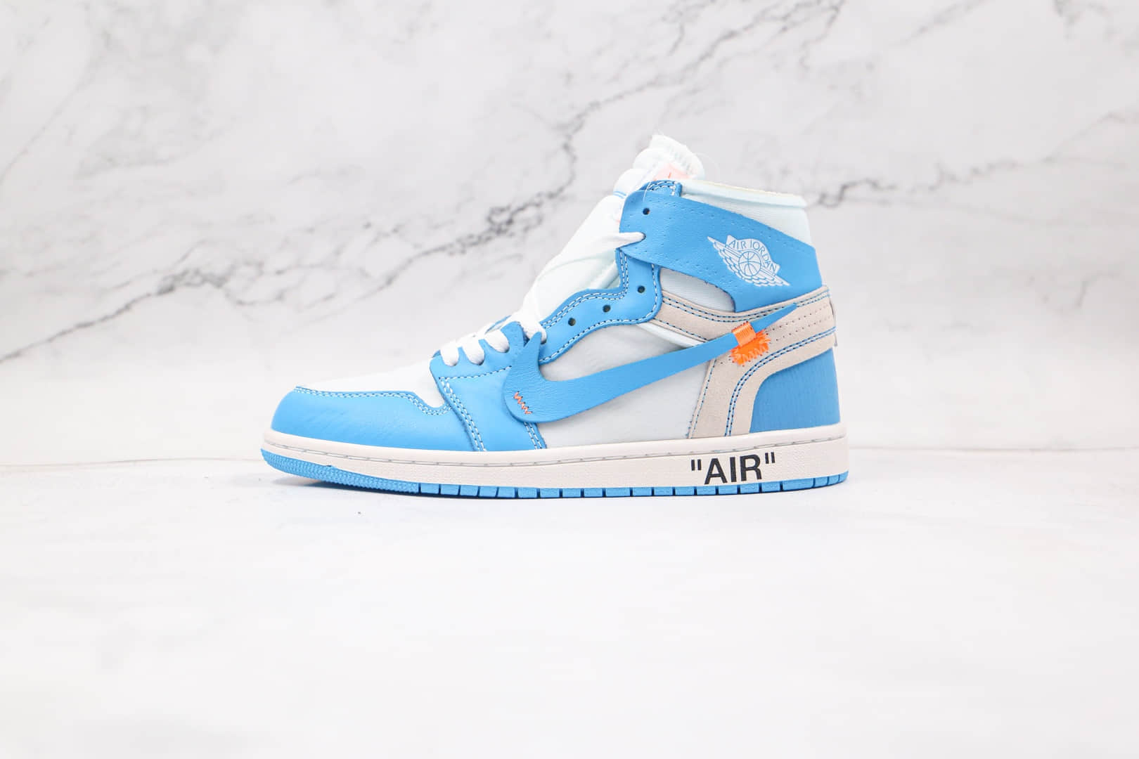 乔丹Air Jordan 1 x Off-White联名款纯原版本高帮AJ1白蓝色板鞋原盒原标 (ID:62531) - 图片1