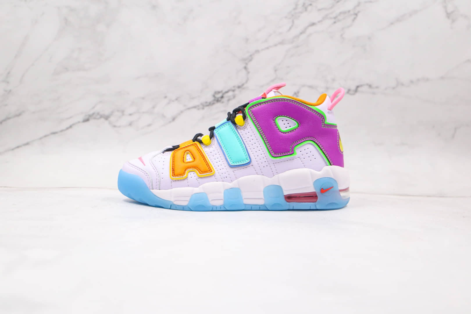 耐克Nike Air More Uptempo纯原版本白蓝橙紫色法国限定皮蓬篮球鞋原鞋开模一比一打造 货号:DH0624-500