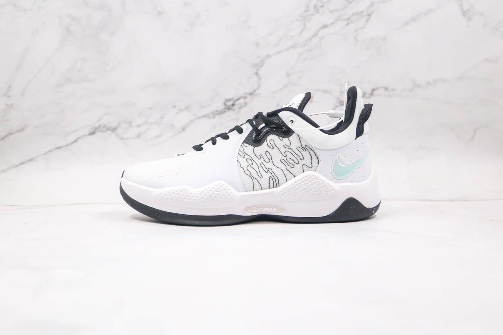 耐克Nike PG5纯原版本保罗乔治泡椒白黑色篮球鞋内置气垫支持实战 (ID:62660) - 图片1
