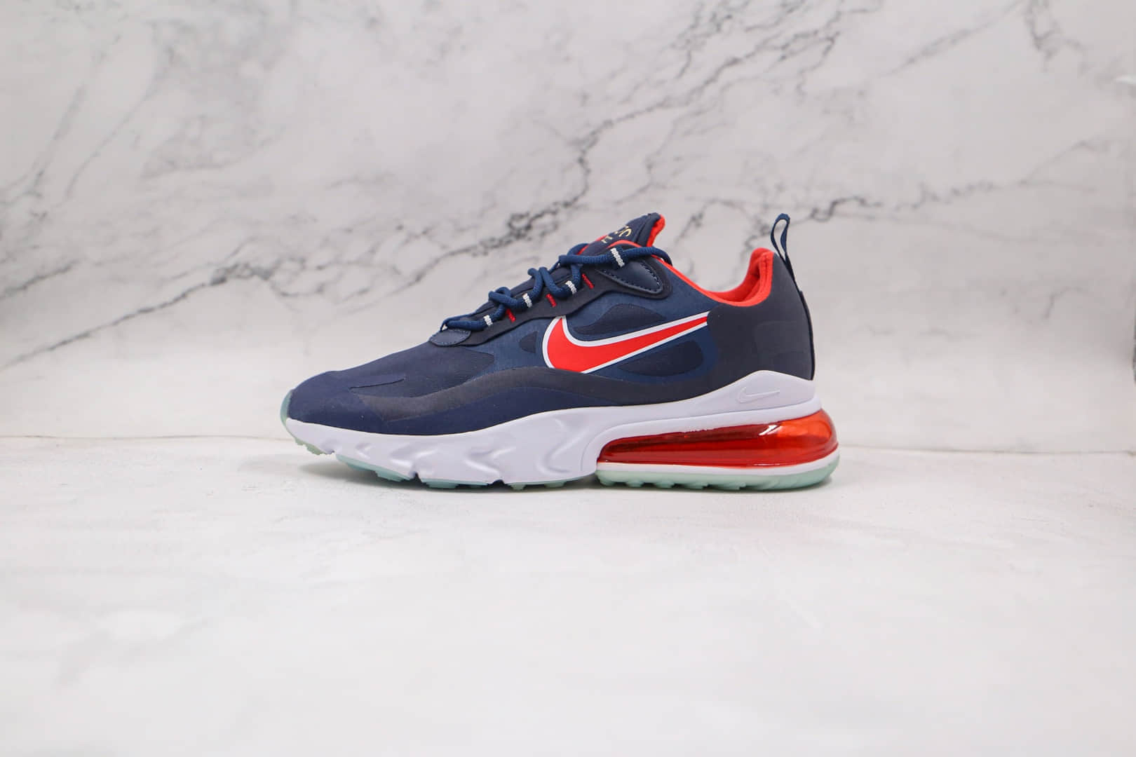 耐克Nike React Air Max 270V2纯原版本半掌气垫Max270深蓝红色跑鞋原鞋开模一比一打造 货号:CT1280-400