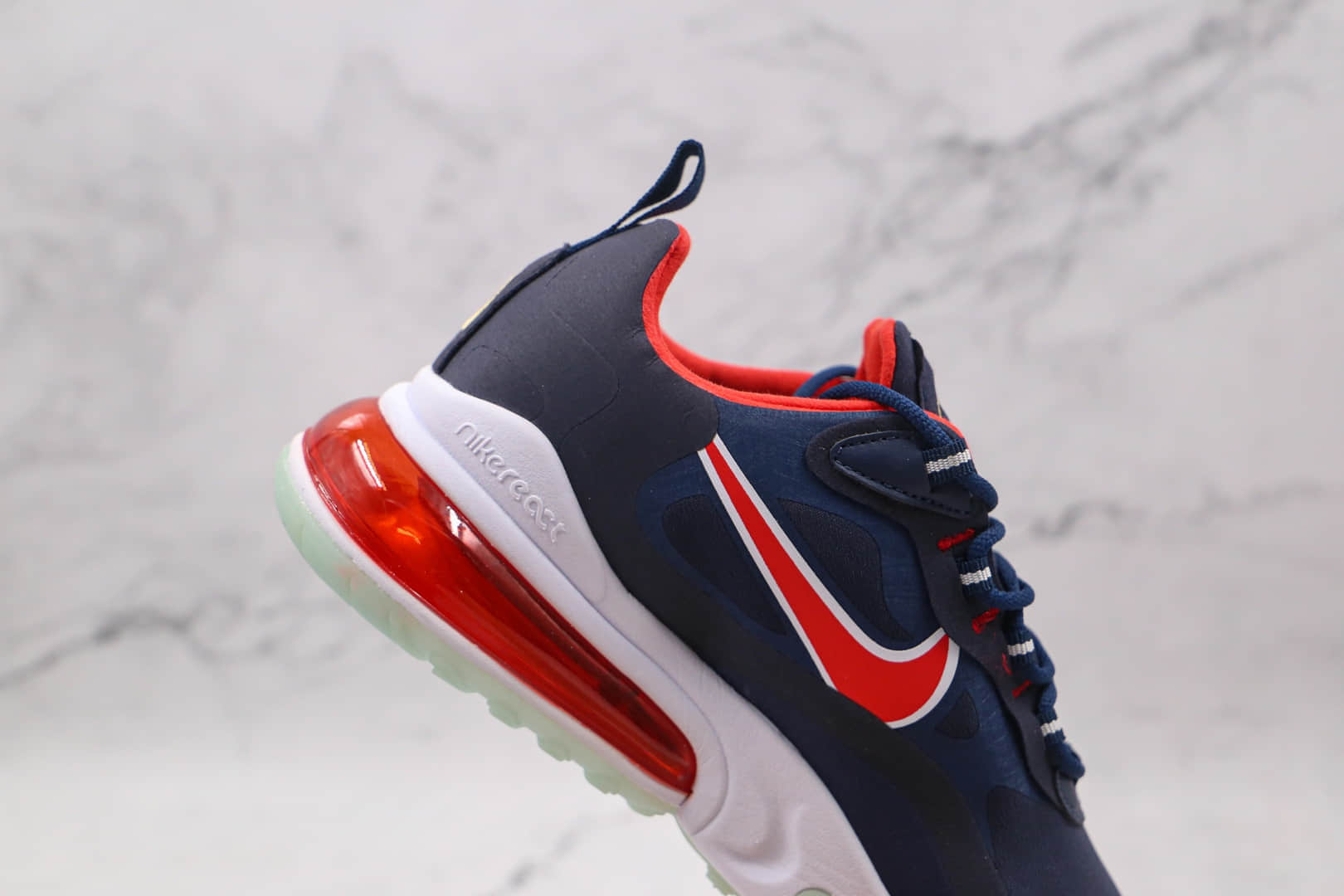 耐克Nike React Air Max 270V2纯原版本半掌气垫Max270深蓝红色跑鞋原鞋开模一比一打造 货号:CT1280-400