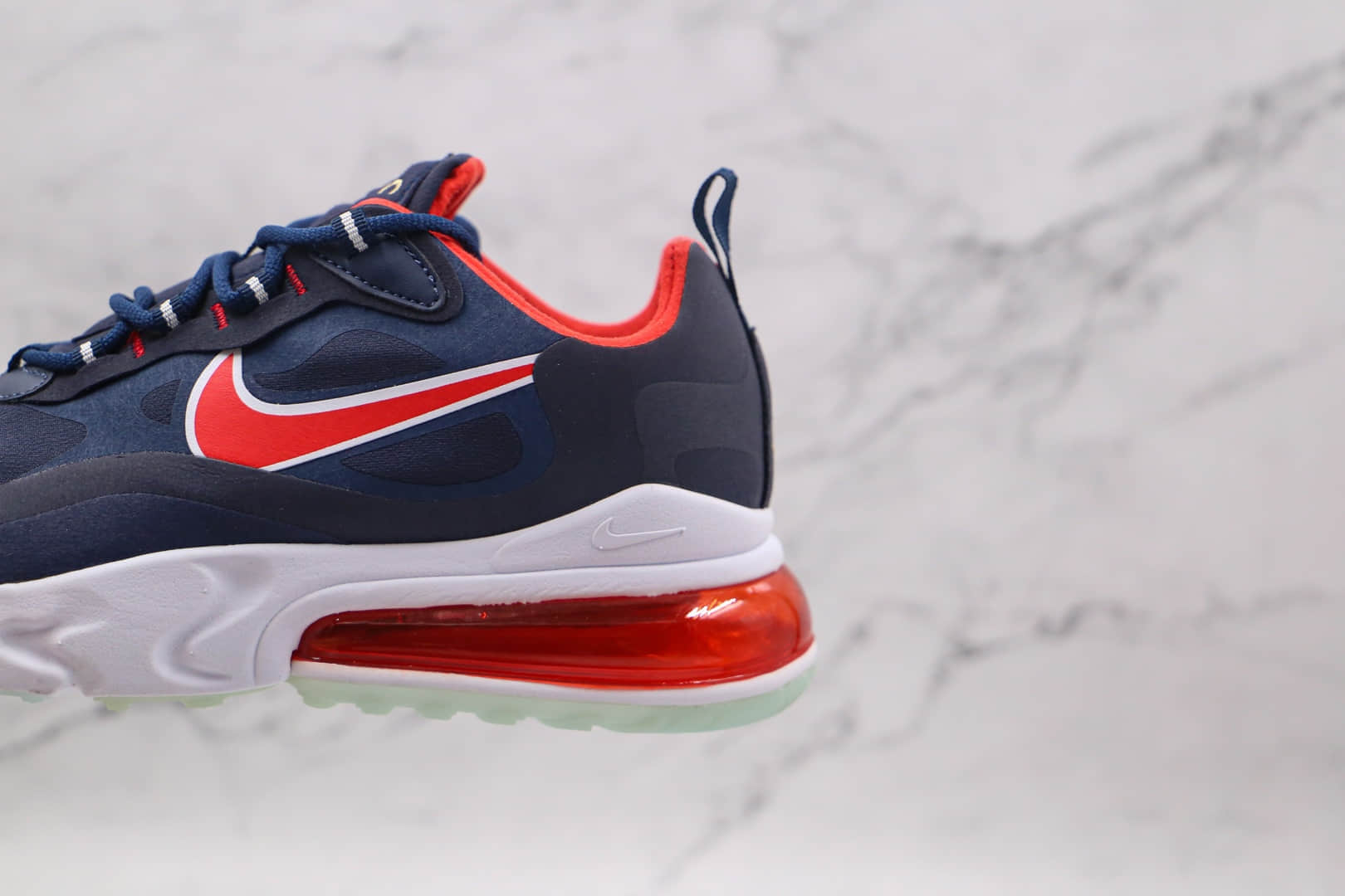 耐克Nike React Air Max 270V2纯原版本半掌气垫Max270深蓝红色跑鞋原鞋开模一比一打造 货号:CT1280-400