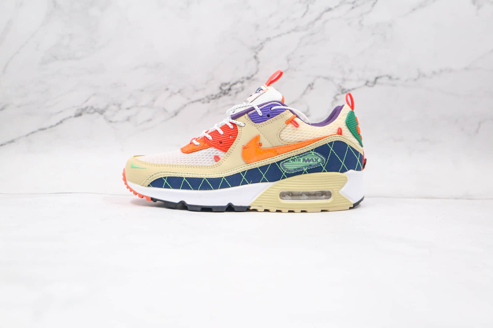 耐克Nike Air Max 90纯原版本复古Max90黄蓝红紫橙鸳鸯拼色气垫鞋原档案数据开发 货号:CZ9078-784