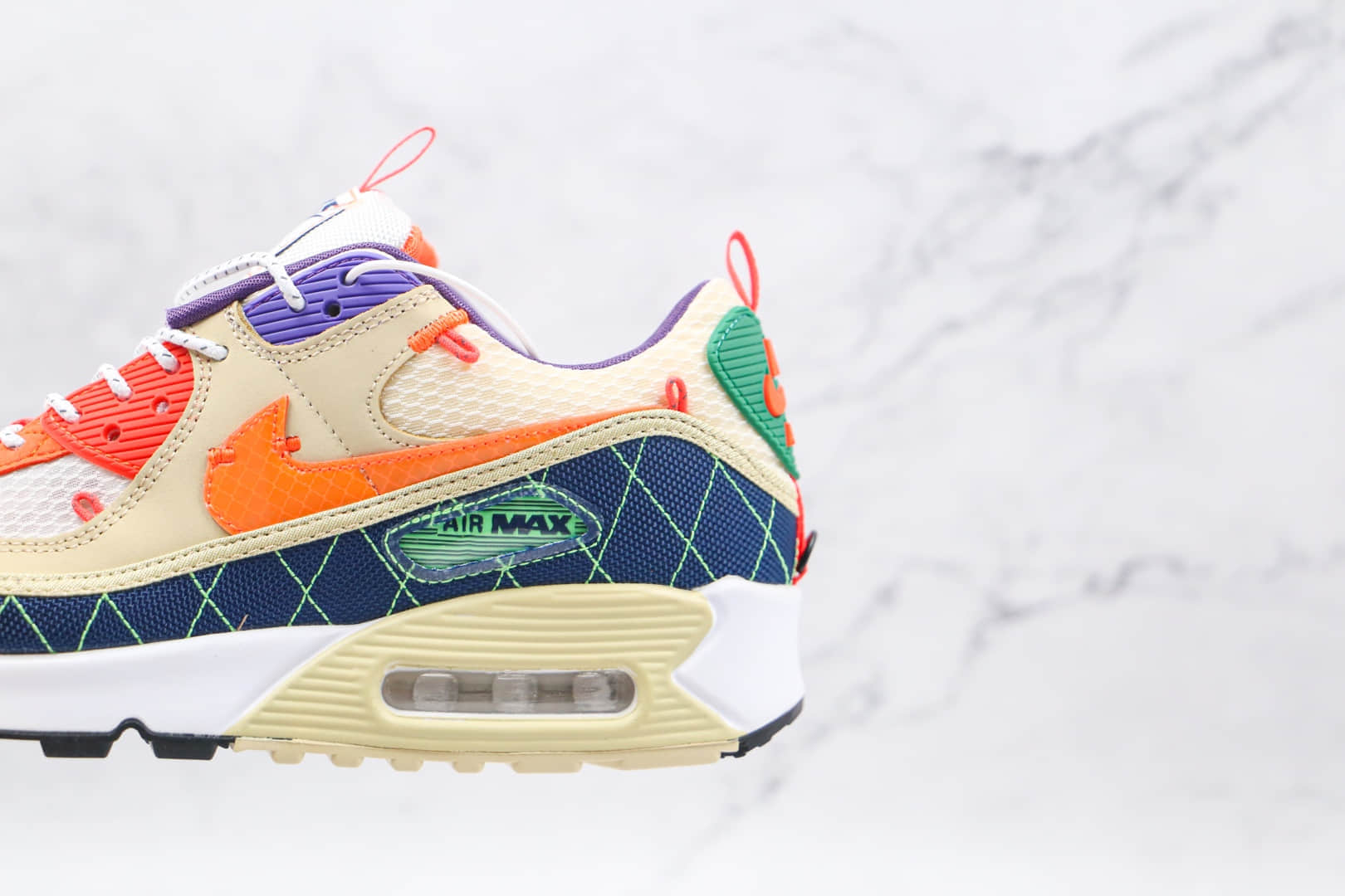 耐克Nike Air Max 90纯原版本复古Max90黄蓝红紫橙鸳鸯拼色气垫鞋原档案数据开发 货号:CZ9078-784