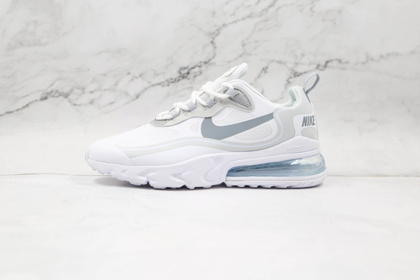 耐克Nike Air Max 270 React纯原版本半掌气垫Max270白灰银色气垫鞋内置真小潘气垫 (ID:63464) - 图片1