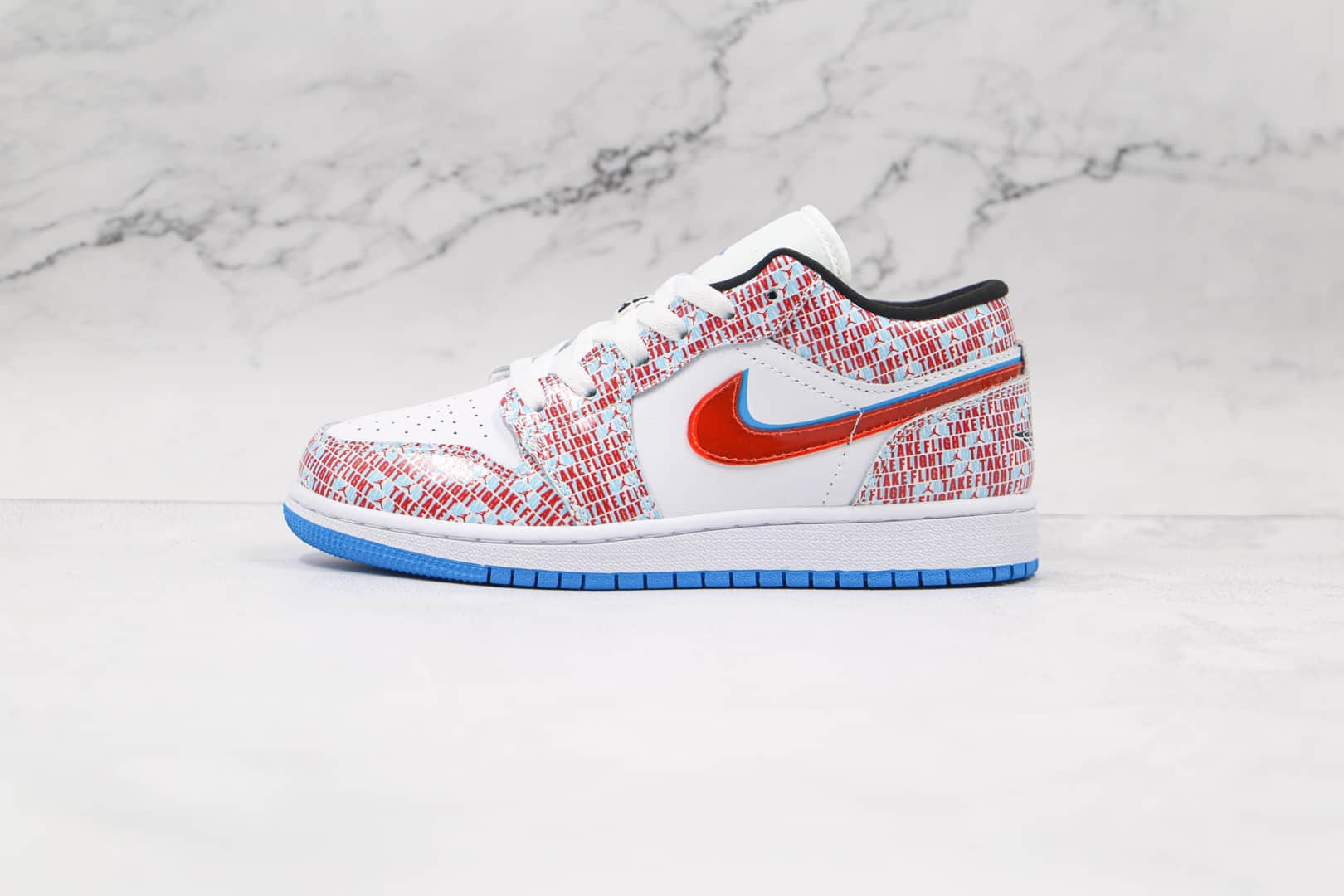 乔丹Air Jordan 1 Low gs纯原版本低帮AJ1白红蓝双钩裸眼3D板鞋原楦头纸板打造 (ID:64179) - 图片1