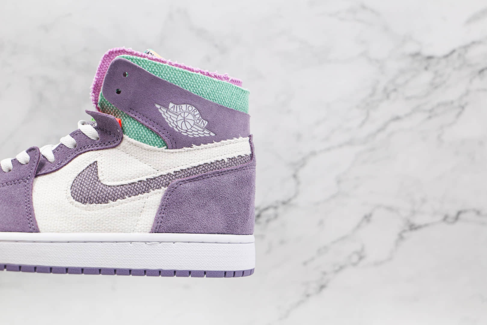 乔丹Air Jordan 1 Zoom Comfort Tropical Twist纯原版本高帮AJ1 Zoom帆布黎明白紫绿色板鞋原鞋开模 货号:CT0978-150