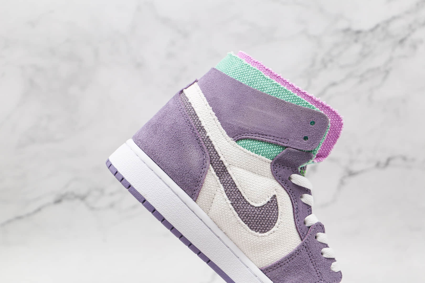 乔丹Air Jordan 1 Zoom Comfort Tropical Twist纯原版本高帮AJ1 Zoom帆布黎明白紫绿色板鞋原鞋开模 货号:CT0978-150