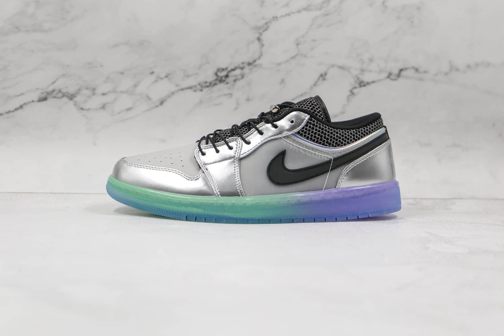 乔丹Air Jordan 1 Low SE纯原版本低帮AJ1金属银渐变水晶底板鞋原鞋开模一比一打造 货号:DJ5199-109