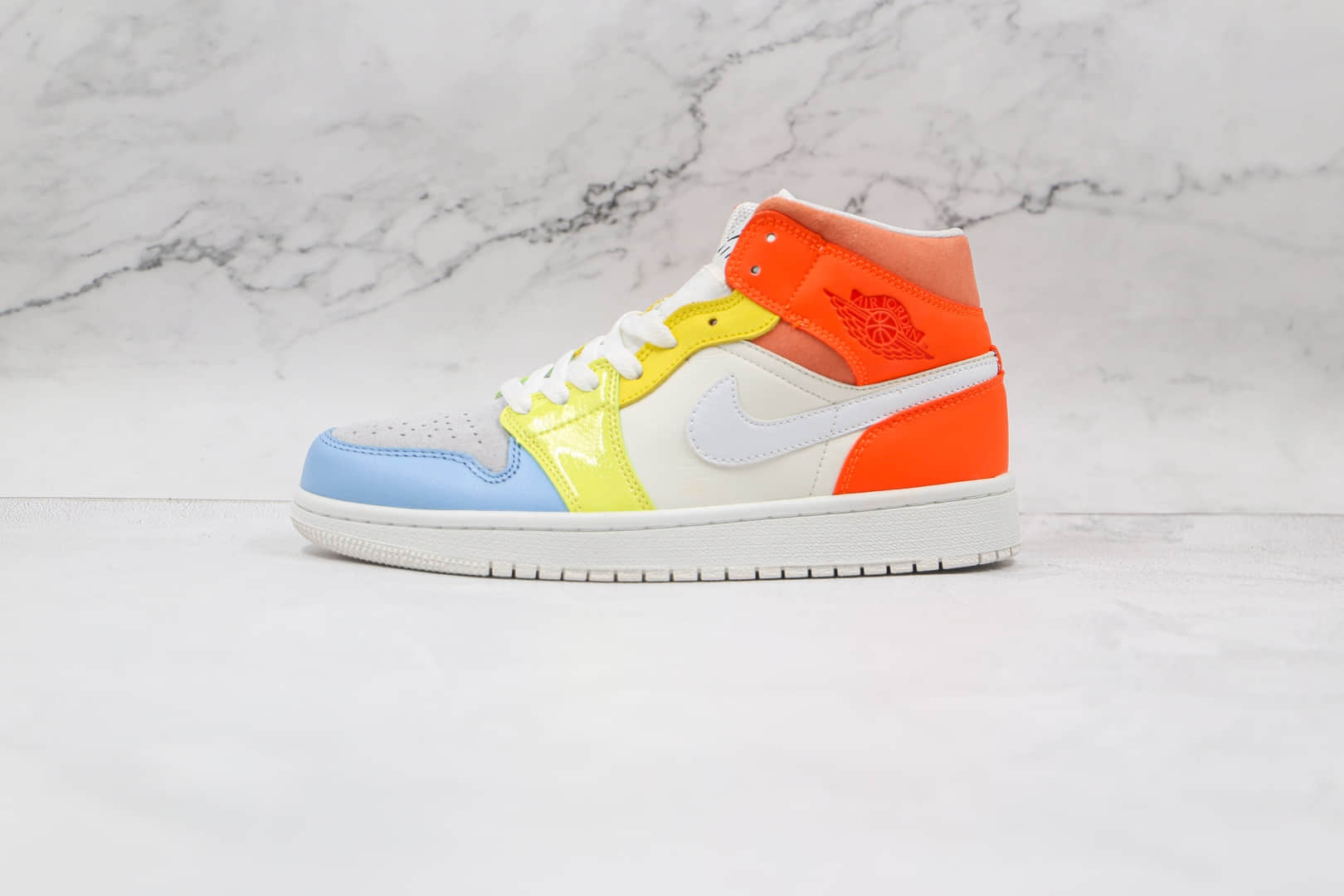 乔丹Air Jordan 1 Zoom CMFT To My First Coach纯原版本中帮AJ1白蓝黄橙粉色彩色拼接板鞋原档案数据开发 (ID:64296) - 图片1