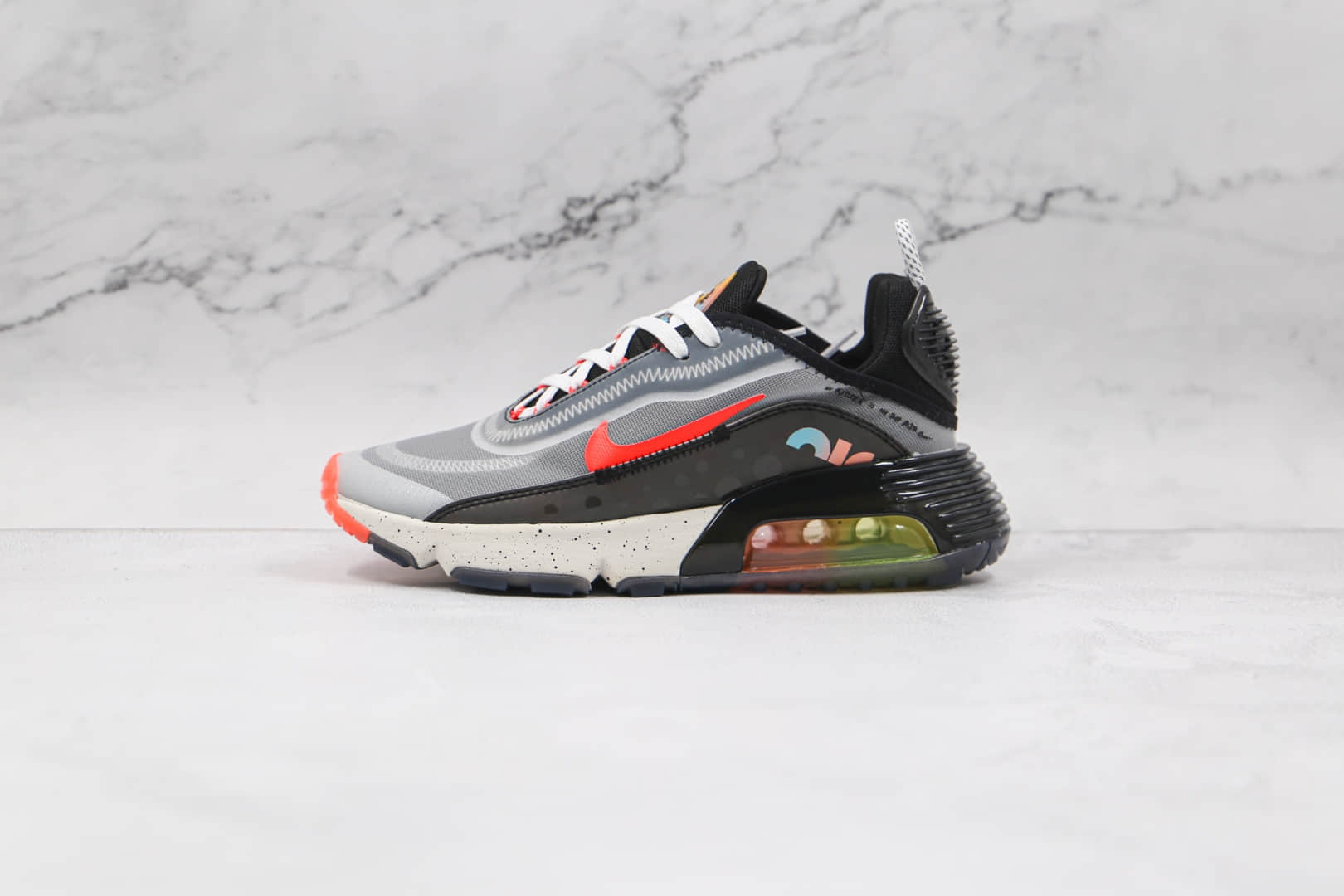耐克Nike Air Max 90纯原版本网面彩虹Max2090波点灰黑粉色气垫鞋原楦头纸板打造 货号:DD8497-160