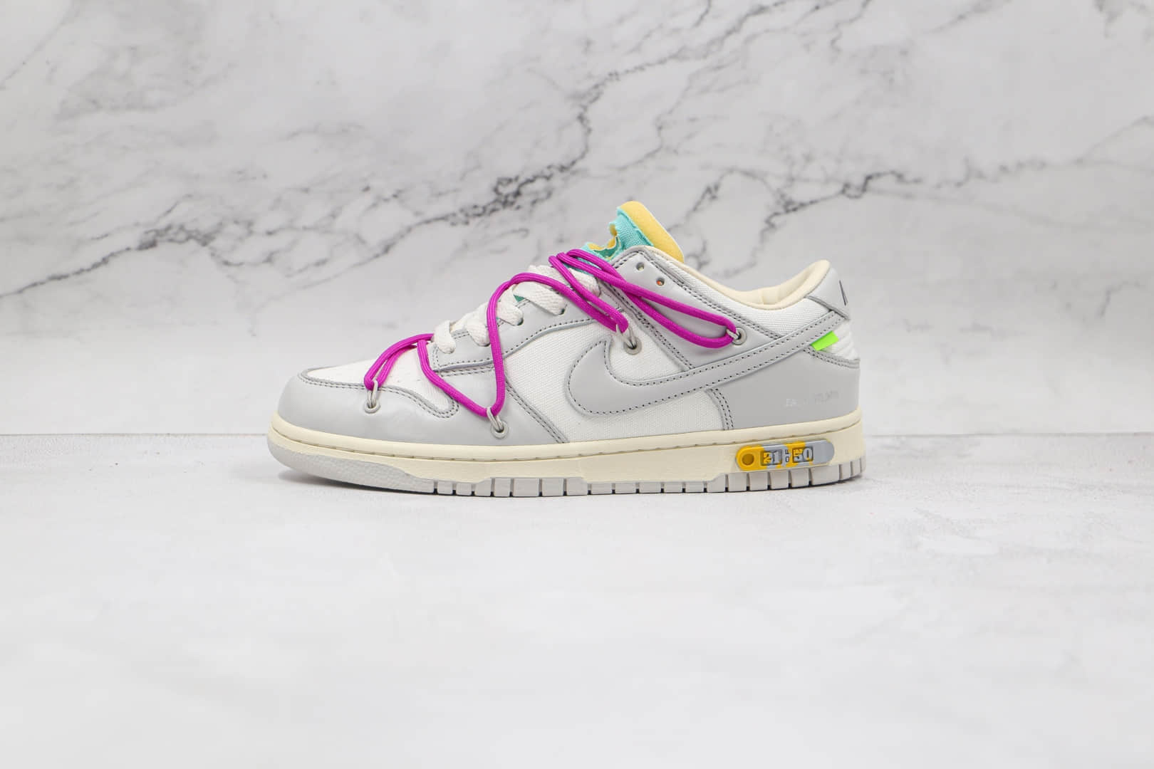 耐克Nike SB Dunk x OFF-WHITE联名款纯原版本低帮SB DUNK白灰色板鞋内置后跟Zoom气垫 货号:DM1602-100