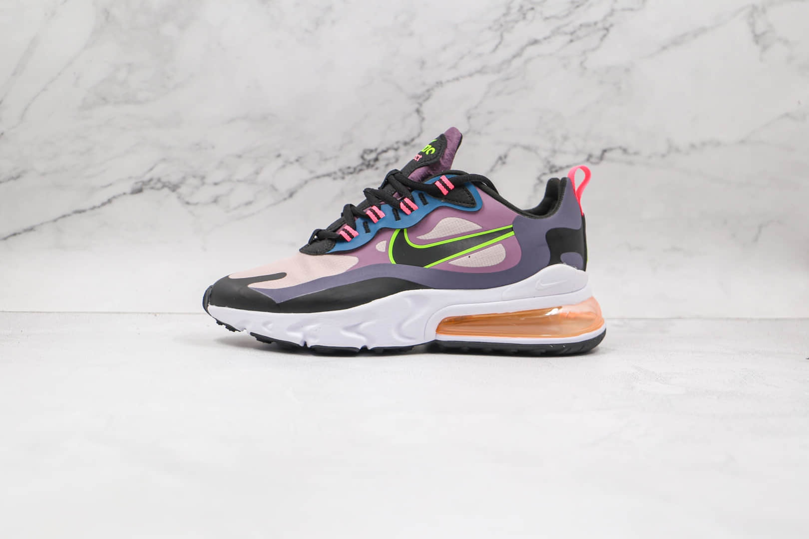 耐克Nike Air Max 270 React纯原版本半掌气垫Max270白紫色气垫鞋原楦头纸板打造 (ID:65080) - 图片1