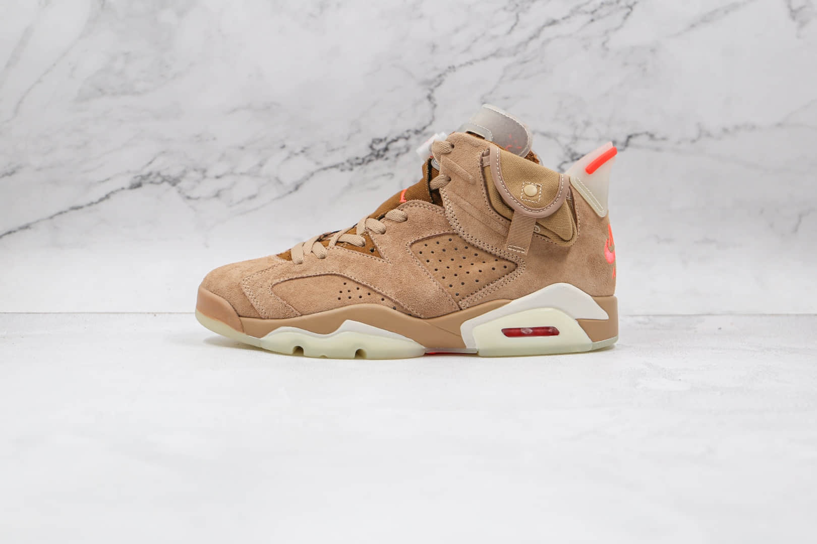 乔丹Air Jordan 6 British Khaki x Travis Scott联名款纯原版本AJ6卡其棕夜光色篮球鞋原档案数据开发 (ID:65120) - 图片1