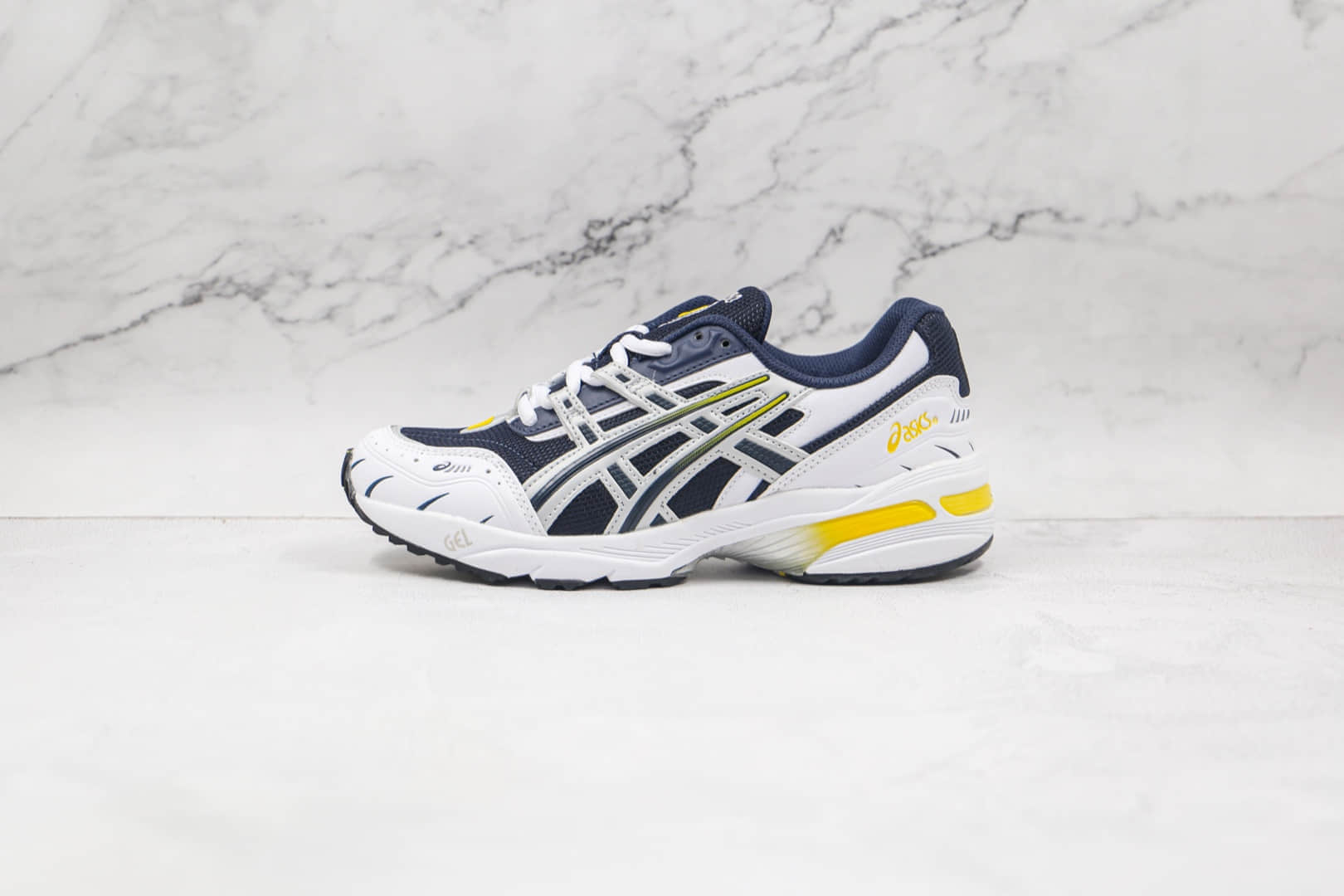 亚瑟士ASICS GEL-1090纯原版本白深蓝黄色复古跑鞋原楦头纸板打造 (ID:65798) - 图片1