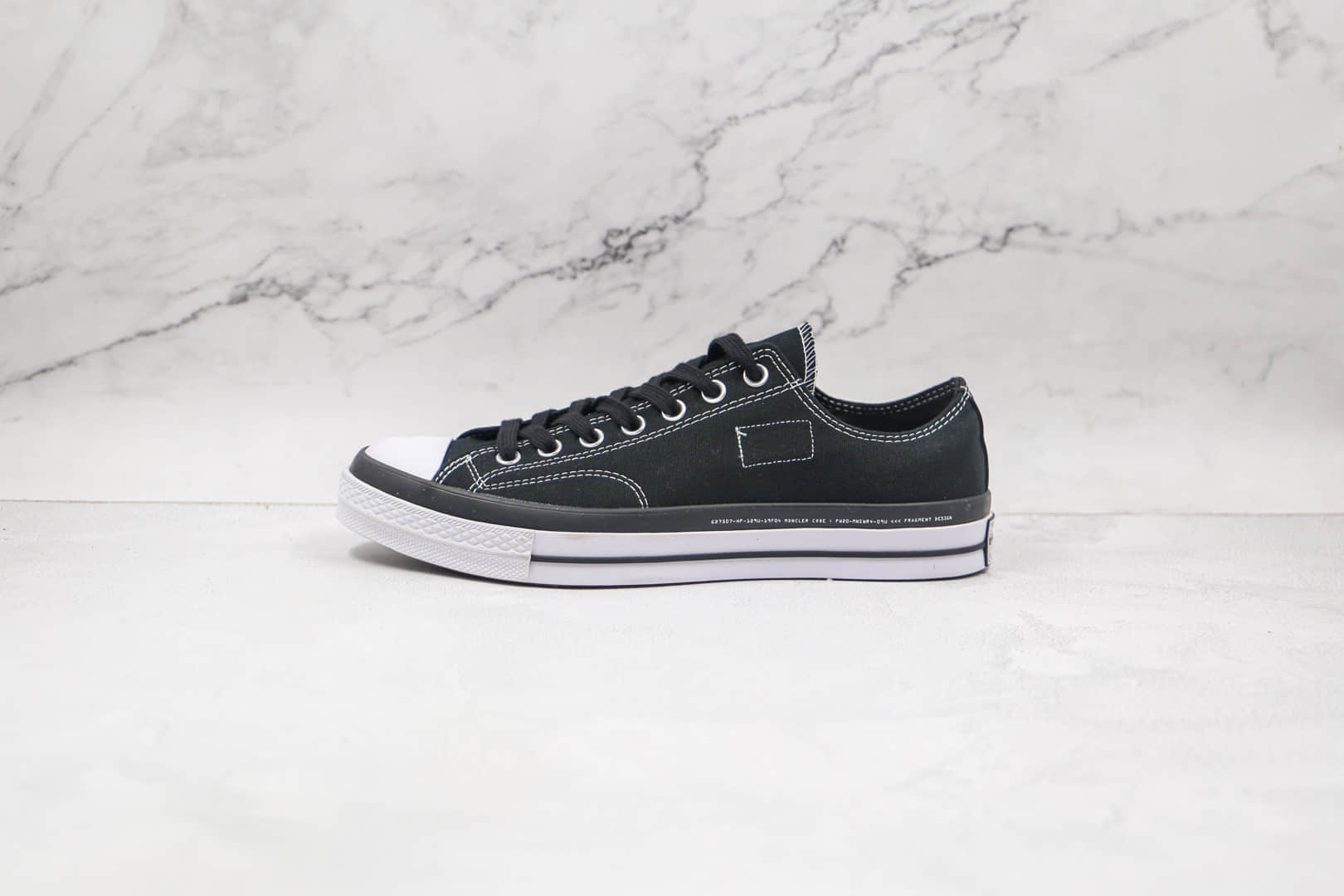 匡威Fragment x Moncler x Converse 1970S公司级版本藤原浩闪电联名陈伟霆同款1970s帆布鞋黑白撞色蓝底双围条 (ID:65917) - 图片1