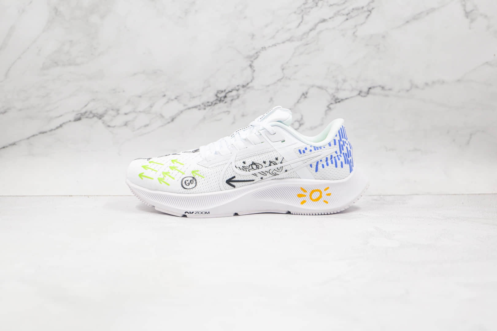 耐克Nike Air Zoom Pegasus 38纯原版本登月飞马38代白色涂鸦慢跑鞋原盒原标 (ID:65959) - 图片1