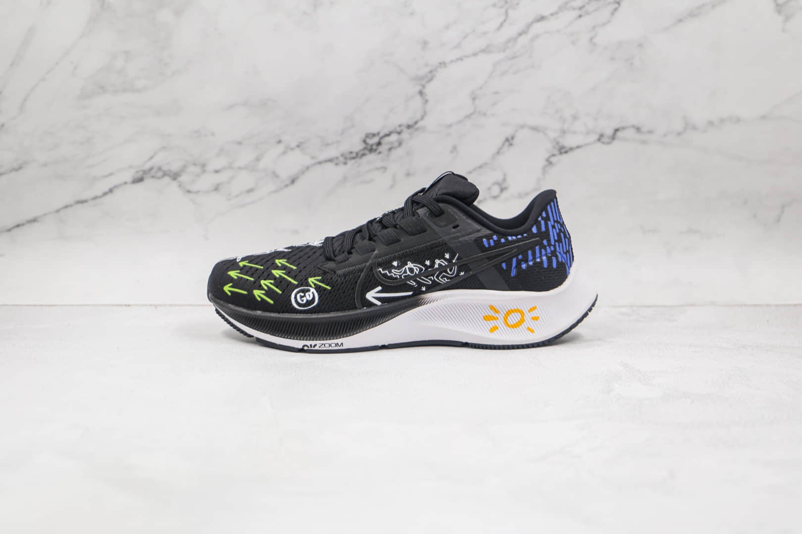 耐克Nike Air Zoom Pegasus 38纯原版本登月38代黑色涂鸦慢跑鞋原档案数据开发 (ID:66047) - 图片1