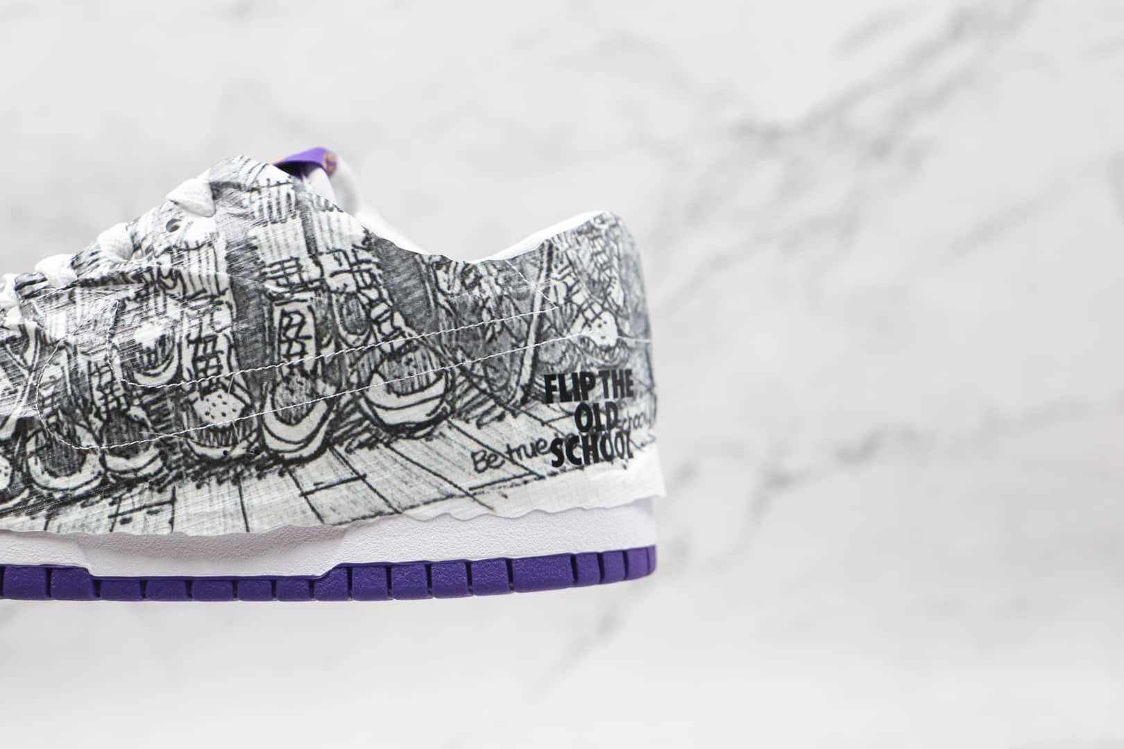 耐克Nike Dunk Low Flip the Old School纯原版本低帮SB DUNK反钩撕纸鸳鸯守旧派白紫色倒勾板鞋原档案数据开发 货号:DJ4636-100