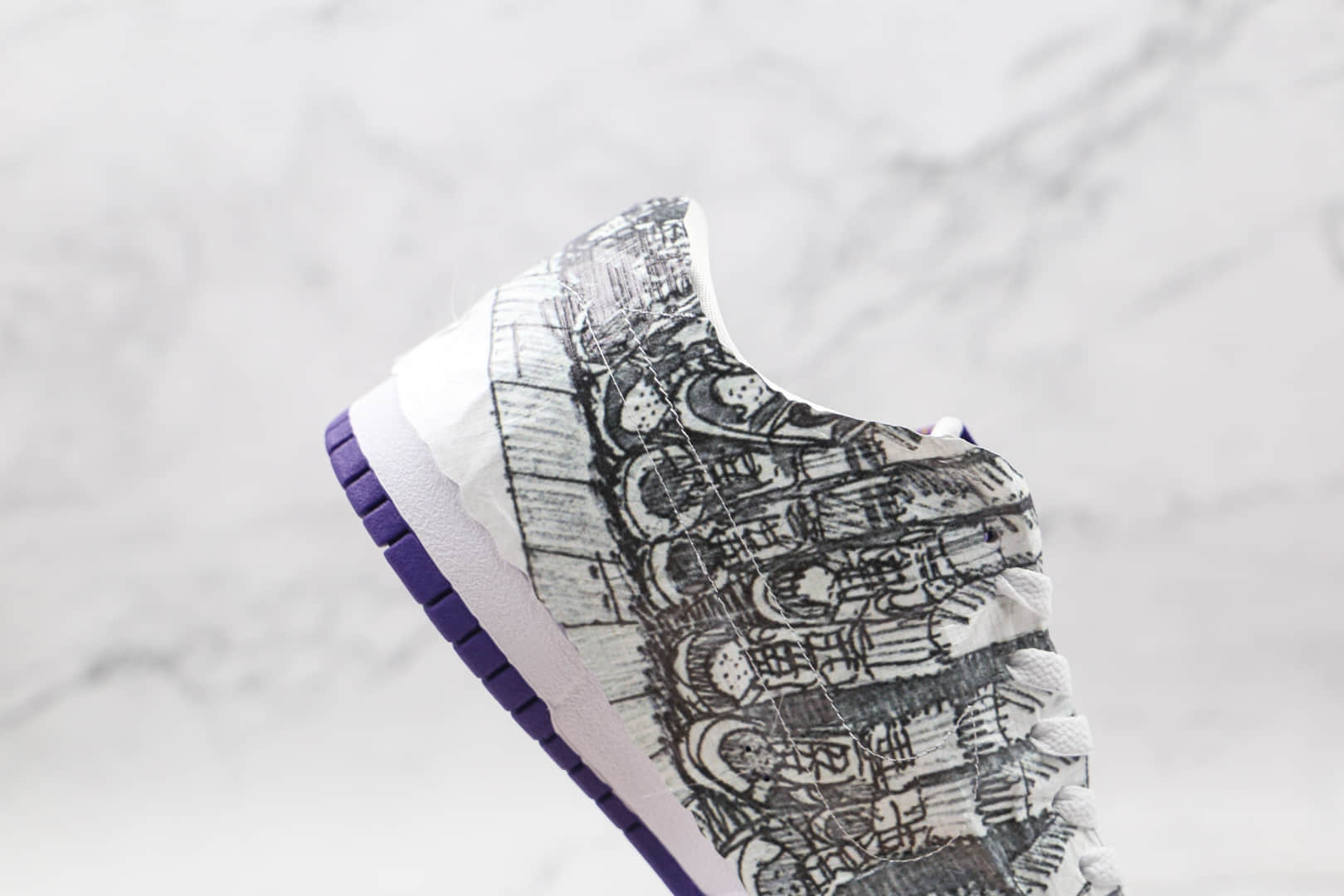 耐克Nike Dunk Low Flip the Old School纯原版本低帮SB DUNK反钩撕纸鸳鸯守旧派白紫色倒勾板鞋原档案数据开发 货号:DJ4636-100