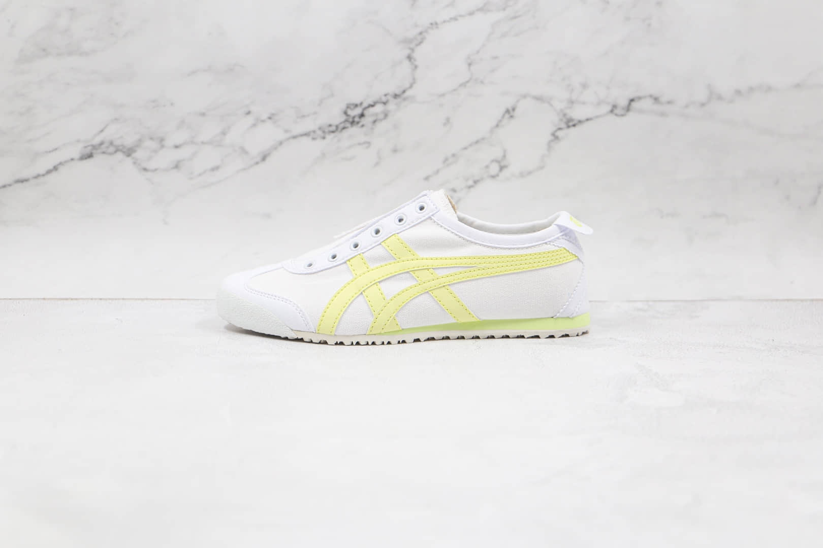 亚瑟士Onitsuka Tiger纯原版本鬼冢虎帆布鞋懒人一脚蹬白黄色原装四联吊牌 (ID:66457) - 图片1
