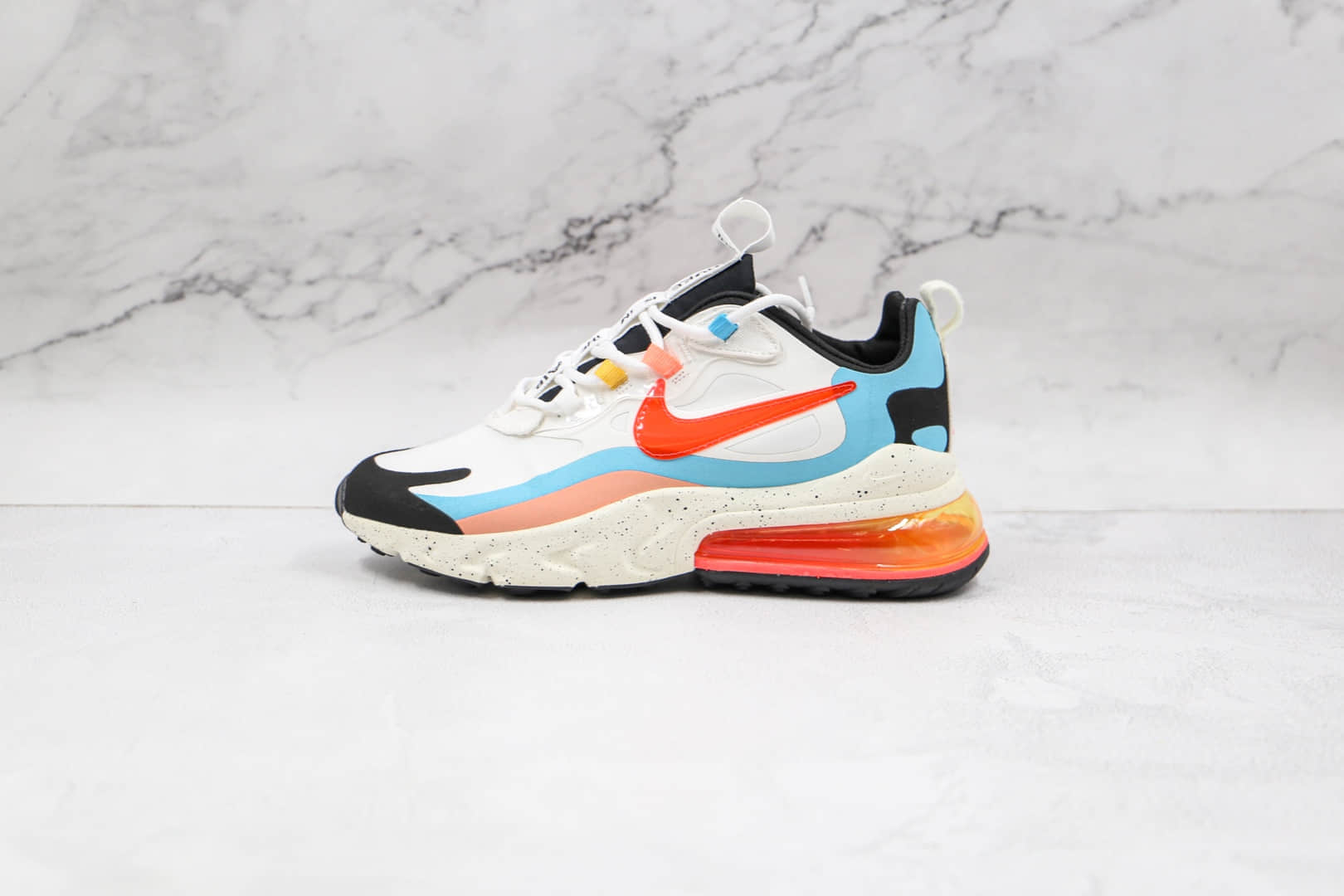 耐克Nike Air Max 270 React纯原版本白蓝红黑色Max270彩虹拼色气垫鞋原厂真小潘气垫 (ID:66580) - 图片1