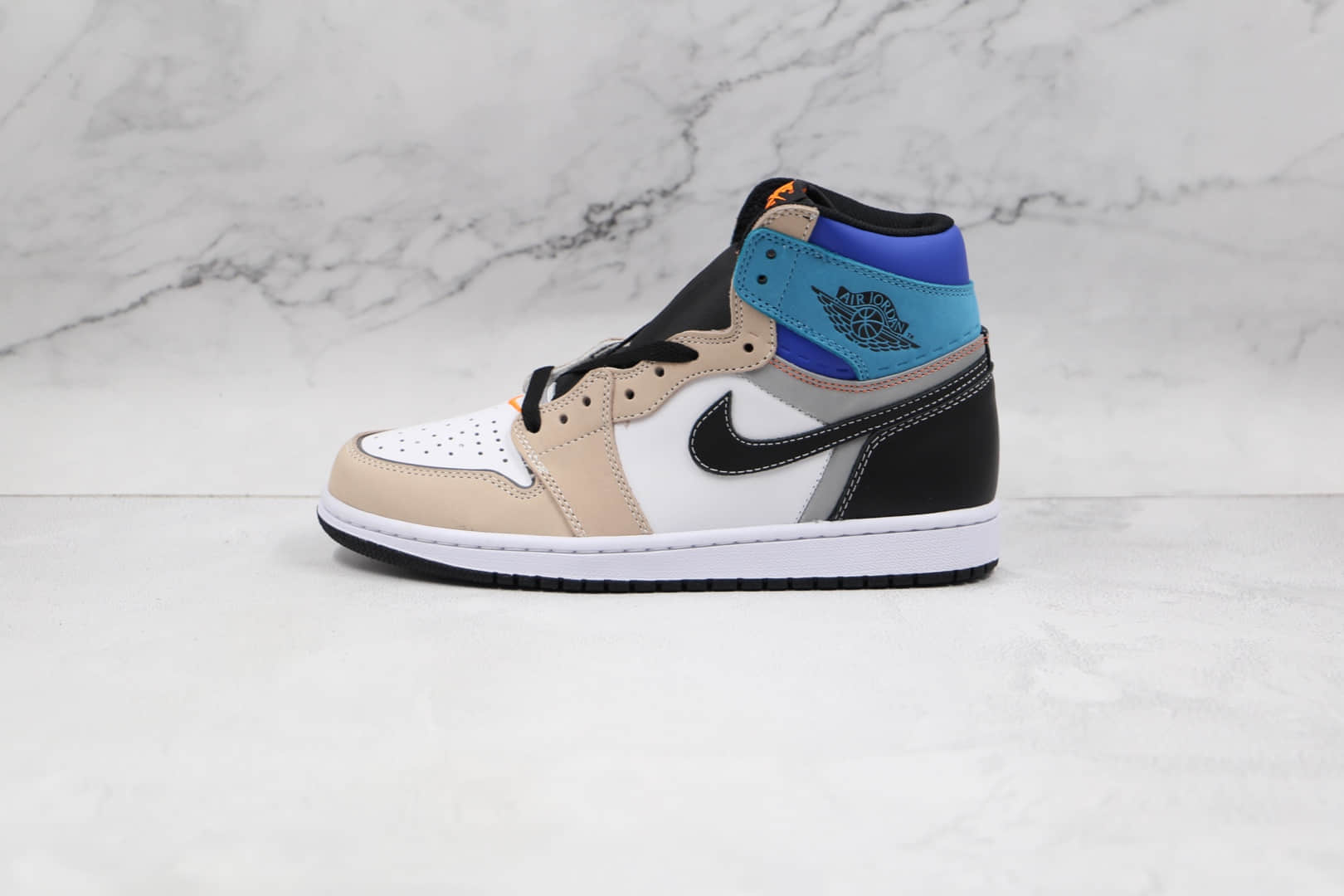 乔丹Air Jordan 1 High OG Prototype纯原版本高帮AJ1米白蓝黑色拼接板鞋原楦头纸板打造 (ID:67162) - 图片1