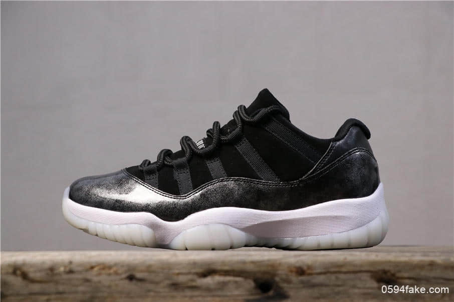 乔丹Air Jordan 11 Low Barons AJ11乔11低帮黑银纯原虎扑版本原装真碳纤维纯头层乔丹实战篮球鞋 (ID:6725) - 图片1