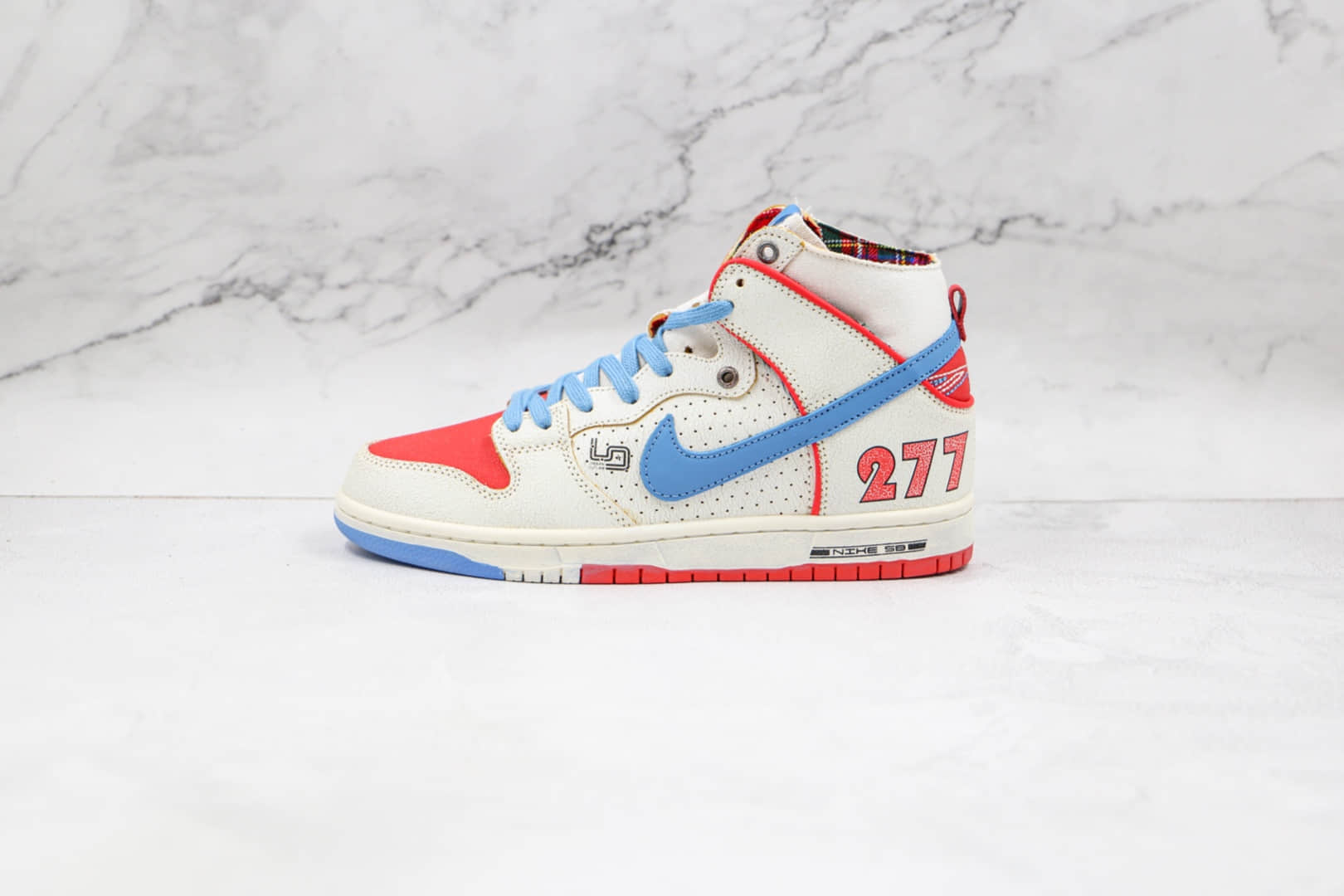 耐克Nike SB Dunk High x Ishod Wair x Magnus Walker三方联名款纯原版本高帮SB DUNK白蓝红色保时捷911 T277板鞋原档案数据开发 (ID:67377) - 图片1