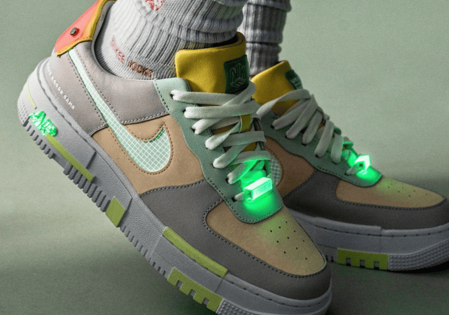夜光细节针不戳!马卡龙LPL x Nike AF1 Pixel上脚图释出! 货号:DO2330-511