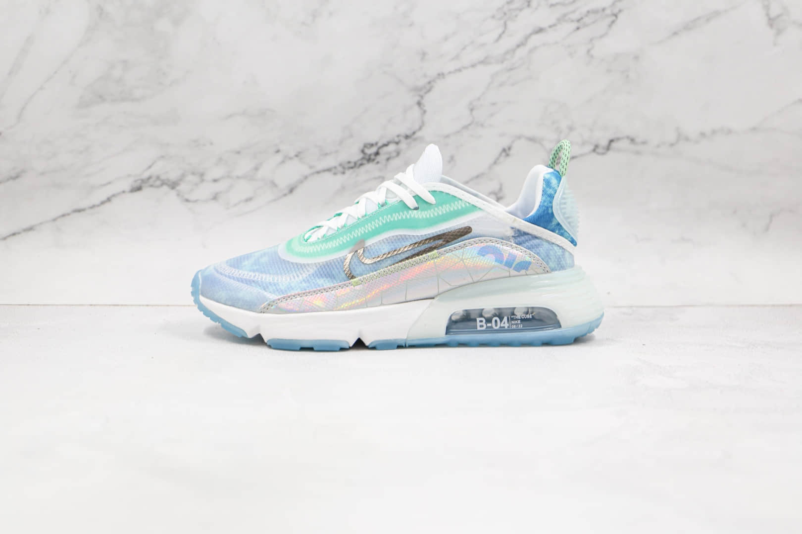 耐克Nike Air Max 2090纯原版本银蓝绿色皮面Max2090气垫鞋原档案数据开发 货号:CZ8694-101