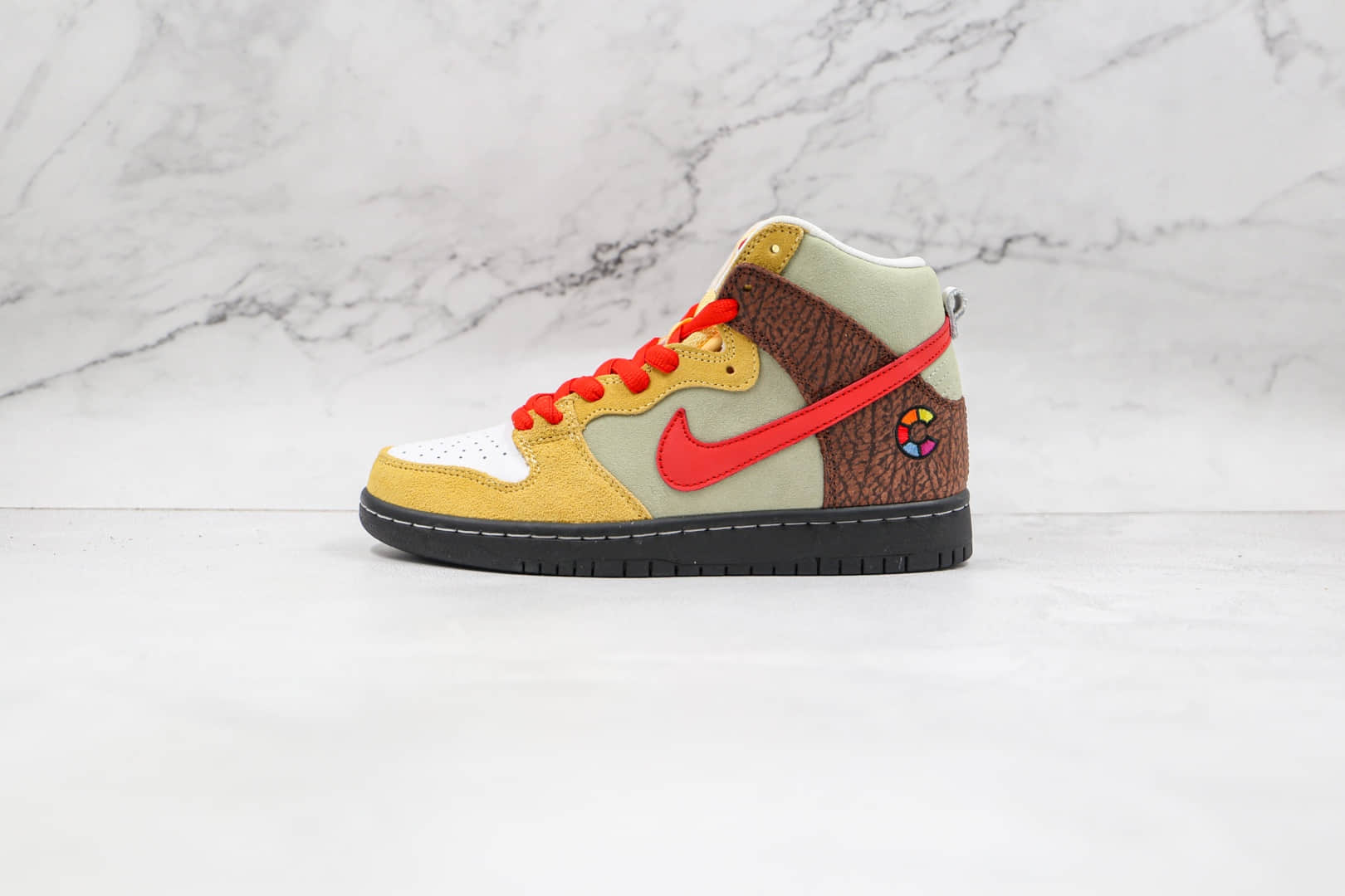 耐克Nike Dunk Sb High Kebab & Destroy纯原版本高帮SB DUNK麂皮红黄棕烤肉卷饼配色板鞋原盒原标 货号:CZ2205-700