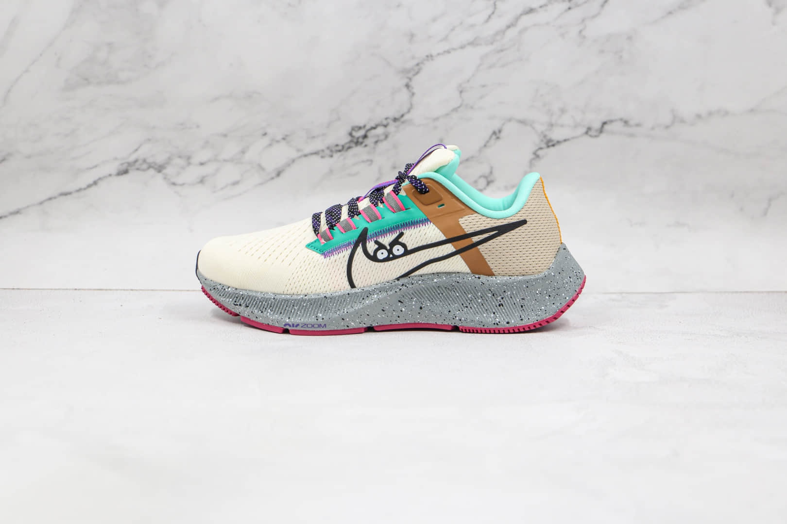 耐克Nike Air Zoom Pegasus 38纯原版本登月38代米黄绿色卡通钩慢跑鞋原楦头纸板打造 (ID:68476) - 图片1