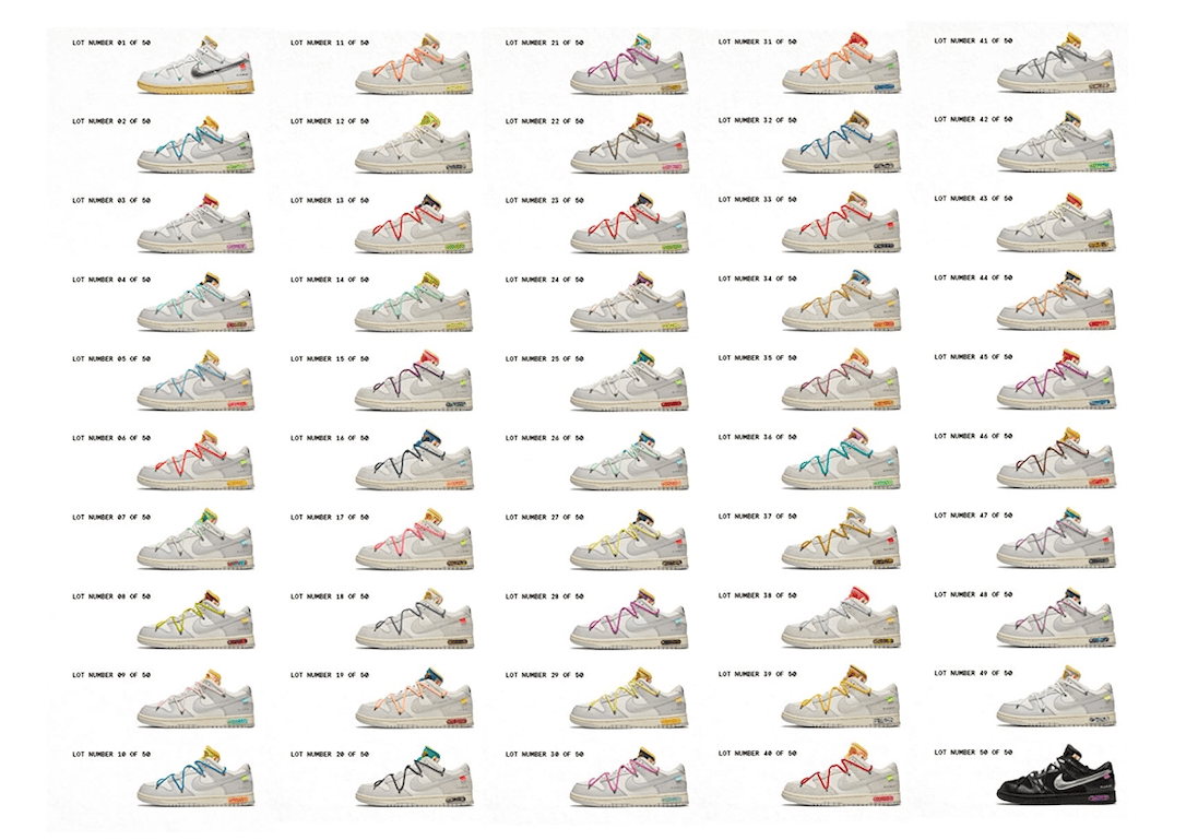 OW x Nike Dunk Low “The 50”系列发售详情！开盲盒有点刺激！ (ID:68824) - 图片1